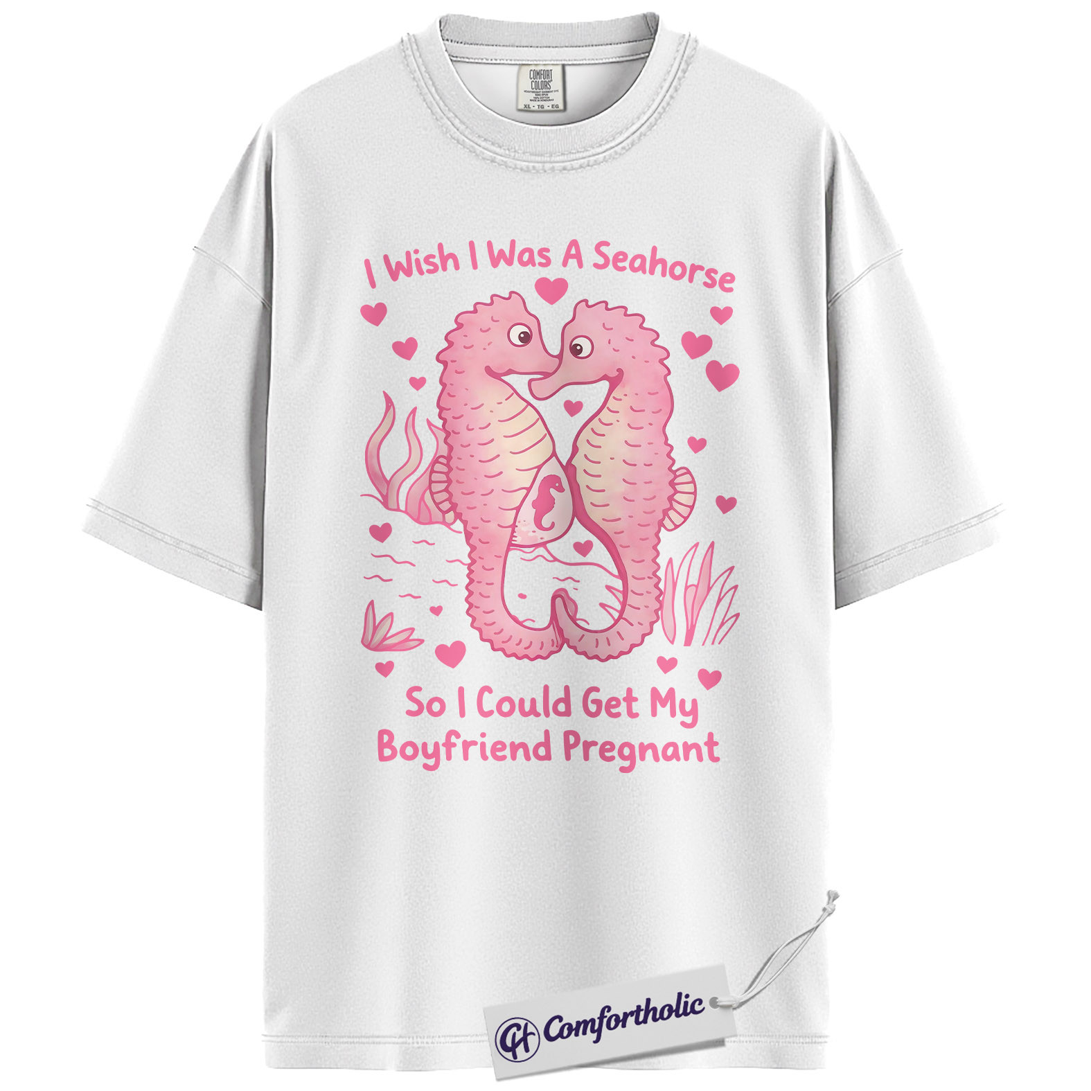 Funny Seahorse Valentine Shirt, Cute Ocean Animal Graphic Tee, Seahorse Lover T-Shirt, Valentine’s Day Gift, Comfort Colors Shirt - Image 2
