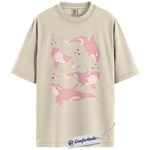 Orca Valentine Shirt, Cute Sea Animal Graphic Tee, Killer Whale Lover T-Shirt, Valentine’s Day Gift for Ocean Lovers, Comfort Colors Shirt