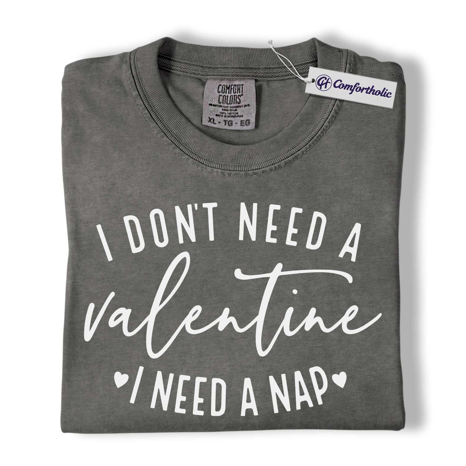 I Don't Need a Valentine I Need a Nap Shirt, Funny Valentine Quote Graphic Tee, Sleep Lover Humor T-Shirt, Valentine's Day Gift for Tired Moms & Introverts, Comfort Colors Shirt - Image 4