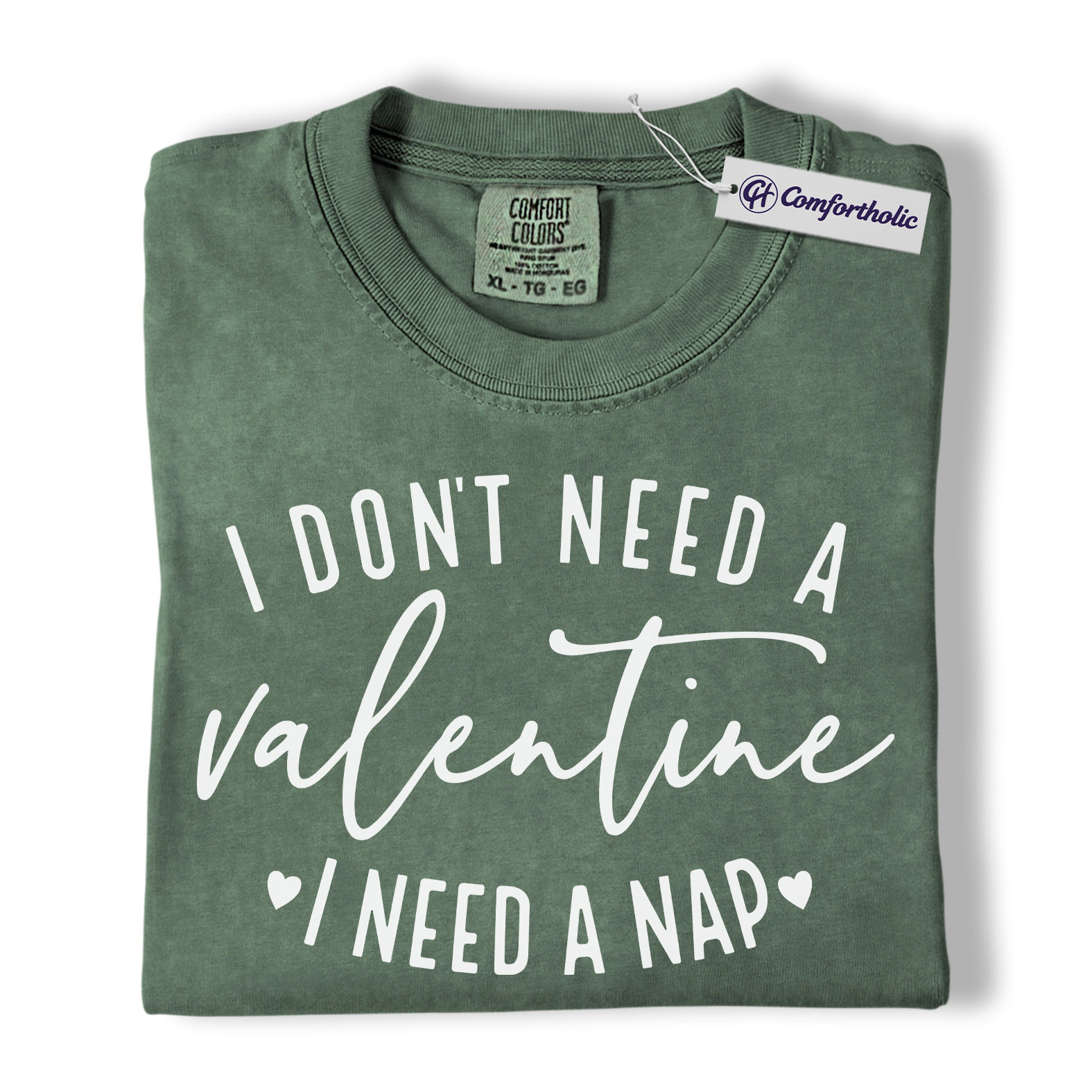 I Don't Need a Valentine I Need a Nap Shirt, Funny Valentine Quote Graphic Tee, Sleep Lover Humor T-Shirt, Valentine's Day Gift for Tired Moms & Introverts, Comfort Colors Shirt - Image 6