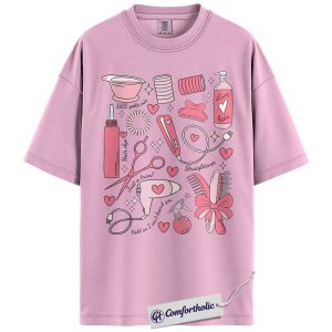 Hairstylist Valentine Shirt, Cute Salon Tools Graphic Tee, Hair Stylist Cosmetology T-Shirt, Gift for Hairdresser Beautician Women, Comfort Colors Shirt