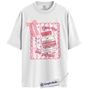 Alternative view of Diabetes Valentine Shirt, Cute Insulin Bottle Graphic Tee, Type 1 Diabetes Insulin T-Shirt, Funny Gift for Diabetics & Nurses, Comfort Colors Shirt