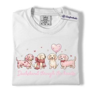 Alternative view of Valentine Dachshund Dog Shirt, Cute Heart Puppies Graphic Tee, Doxie Mom Lover T-Shirt, Valentine’s Day Gift for Dog Moms, Comfort Colors Shirt