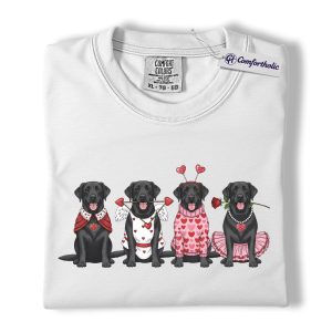 Alternative view of Valentine Black Lab Shirt, Cute Labrador Dogs Graphic Tee, Dog Mom Lover T-Shirt, Valentine’s Day Gift for Lab Lovers, Comfort Colors Shirt