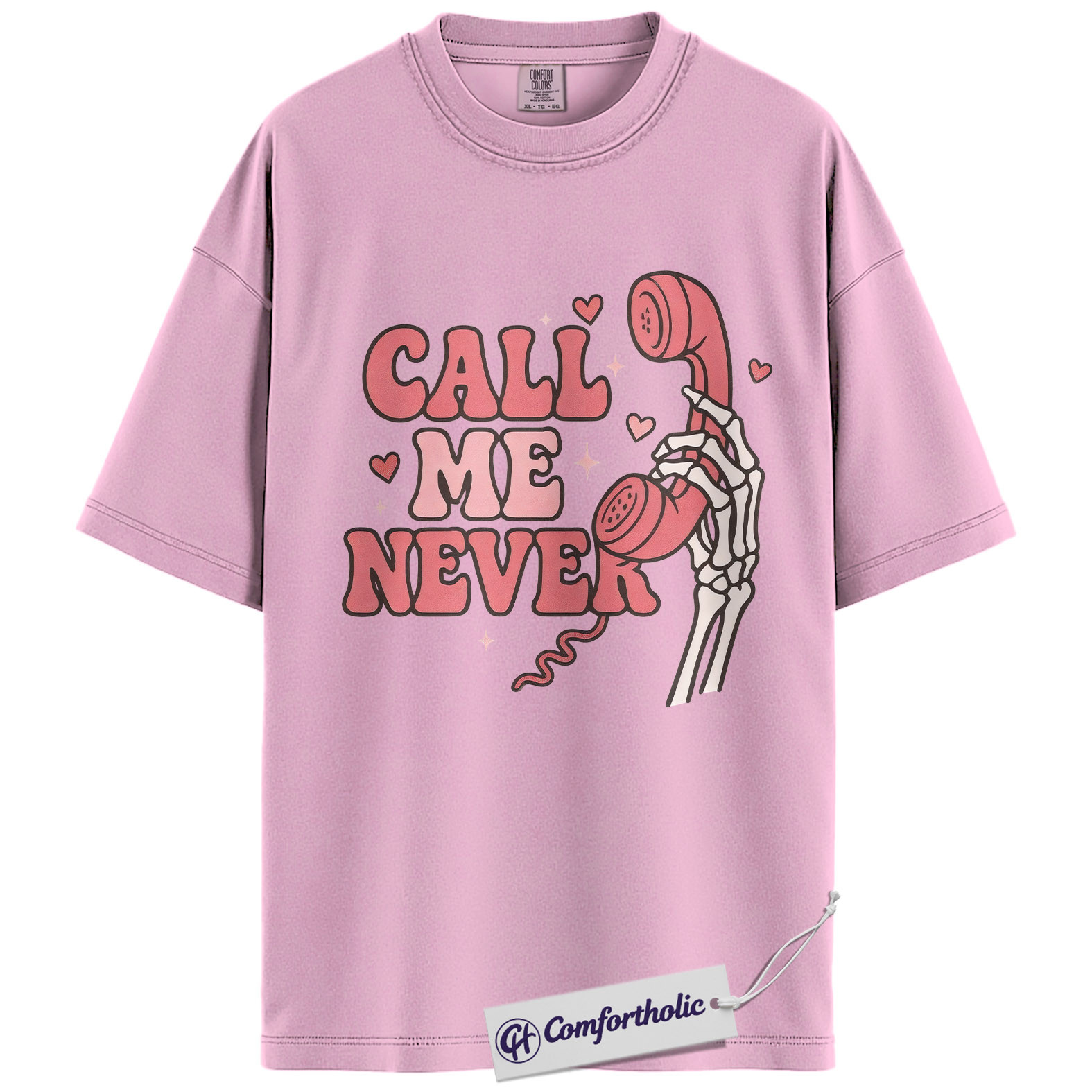 Call Me Never Shirt, Funny Anti Valentine Skeleton Phone Graphic Tee, Spooky Single T-Shirt, Valentine’s Day Gift for Singles & Introverts, Comfort Colors Shirt - Image 8