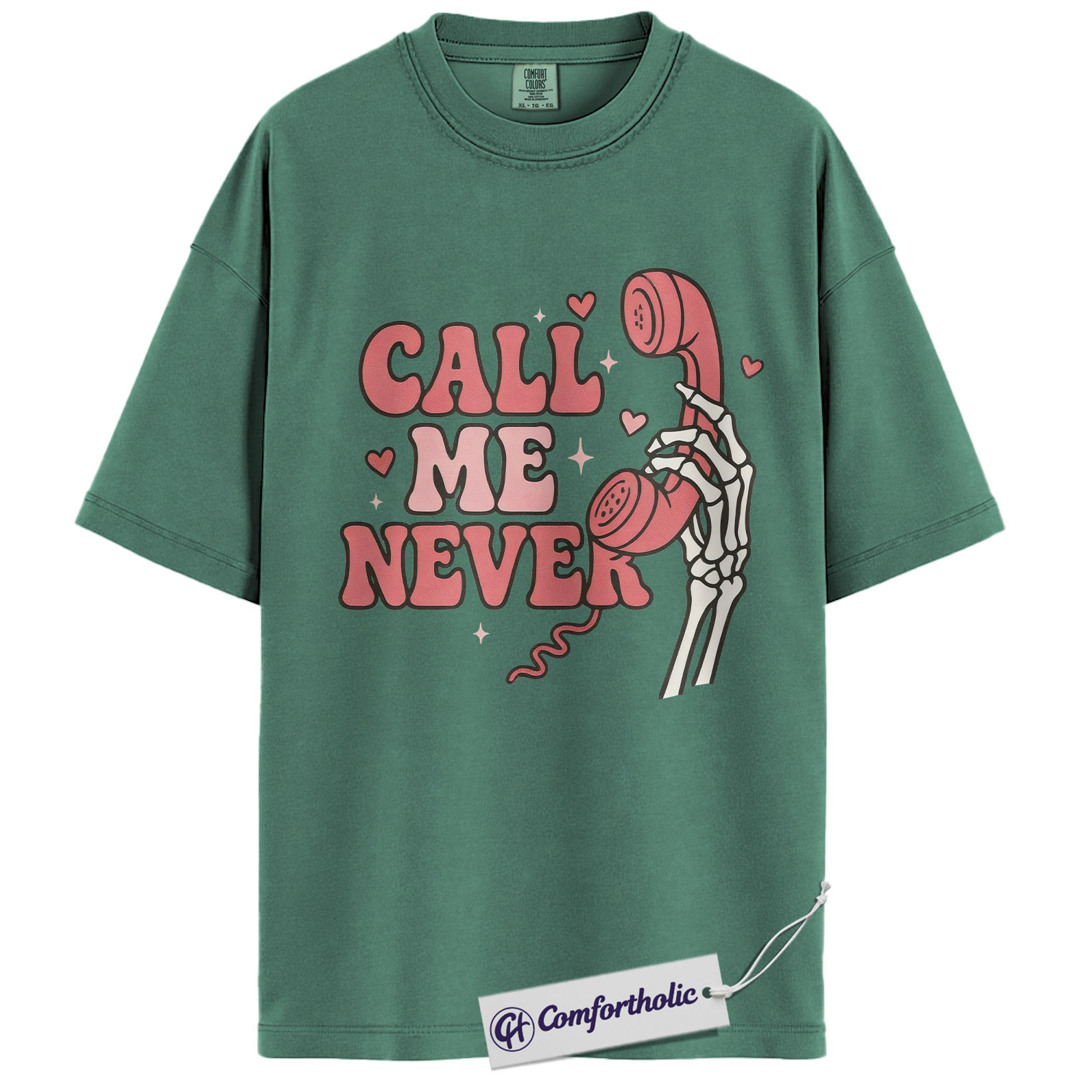 Call Me Never Shirt, Funny Anti Valentine Skeleton Phone Graphic Tee, Spooky Single T-Shirt, Valentine’s Day Gift for Singles & Introverts, Comfort Colors Shirt - Image 10
