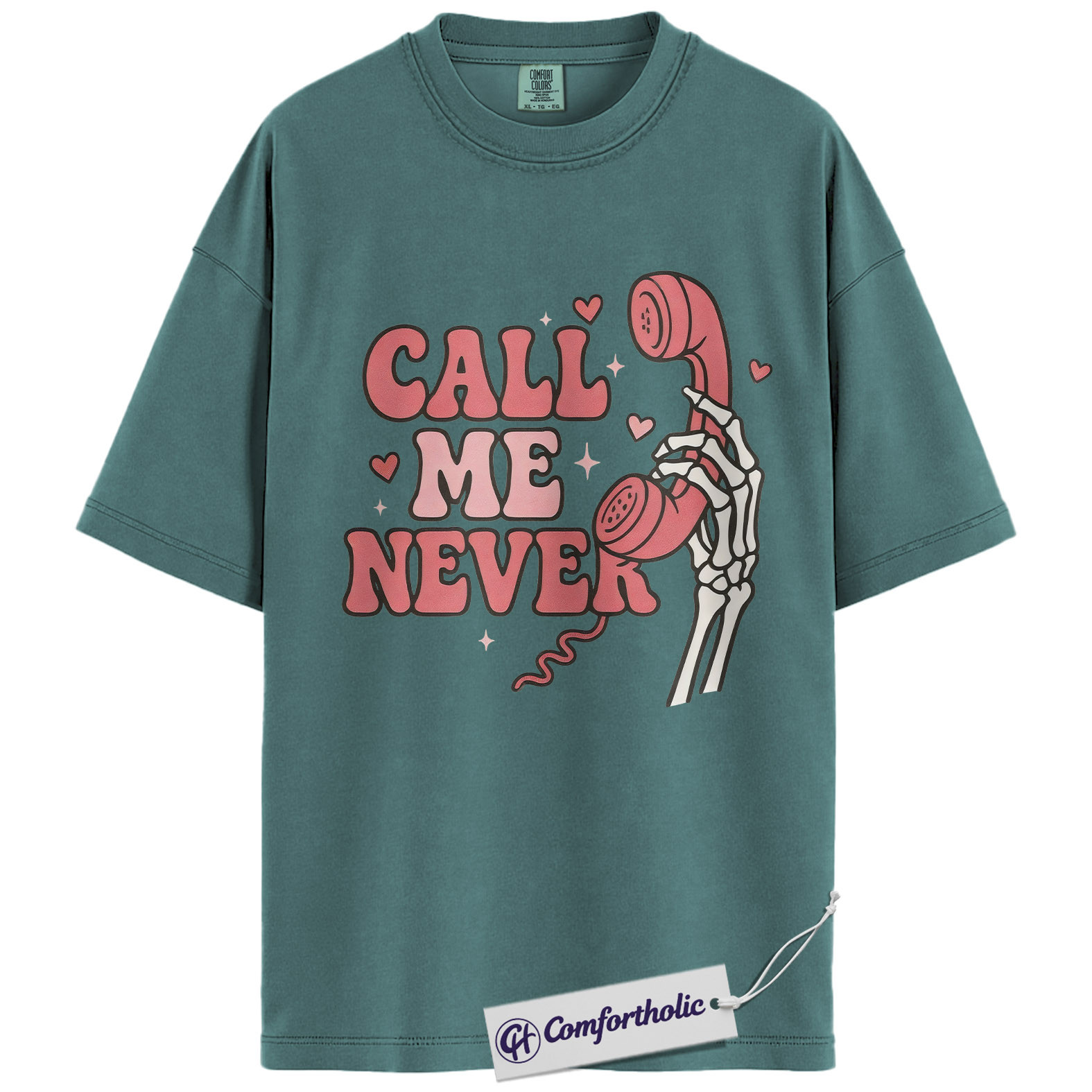 Call Me Never Shirt, Funny Anti Valentine Skeleton Phone Graphic Tee, Spooky Single T-Shirt, Valentine’s Day Gift for Singles & Introverts, Comfort Colors Shirt - Image 11