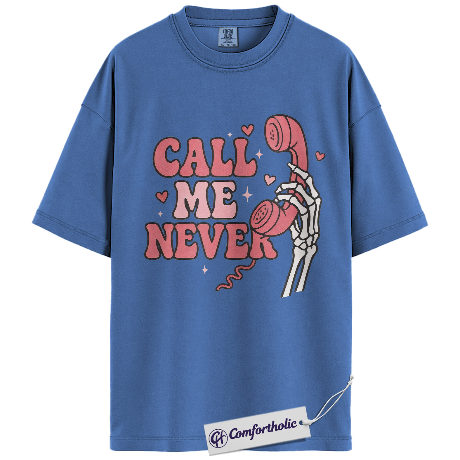 Call Me Never Shirt, Funny Anti Valentine Skeleton Phone Graphic Tee, Spooky Single T-Shirt, Valentine’s Day Gift for Singles & Introverts, Comfort Colors Shirt - Image 12