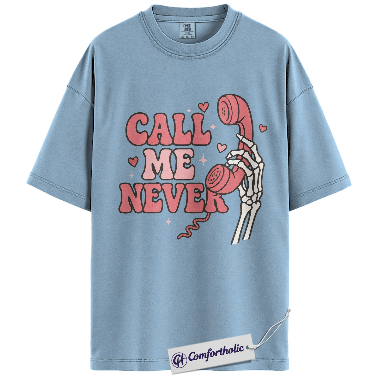 Call Me Never Shirt, Funny Anti Valentine Skeleton Phone Graphic Tee, Spooky Single T-Shirt, Valentine’s Day Gift for Singles & Introverts, Comfort Colors Shirt - Image 14