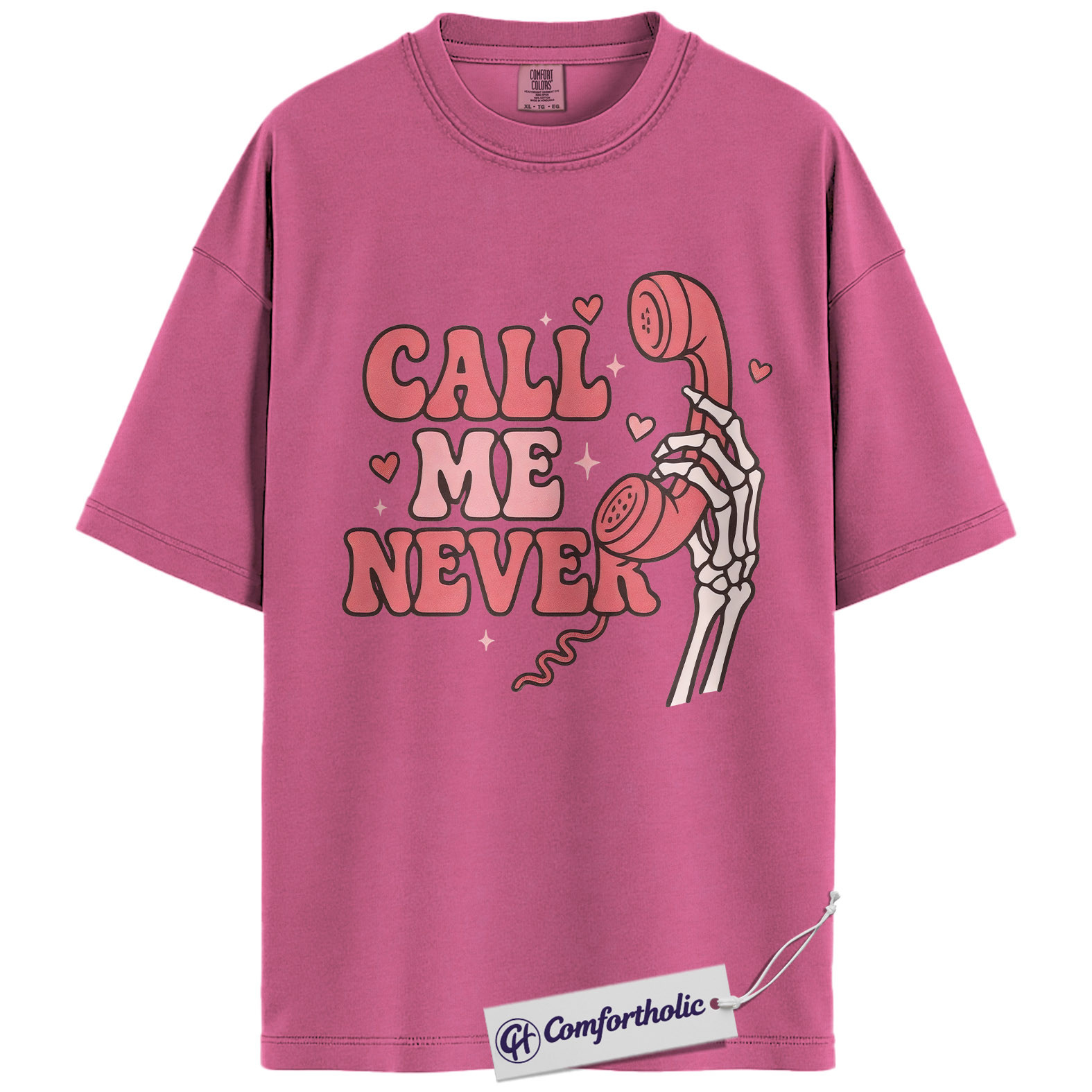 Call Me Never Shirt, Funny Anti Valentine Skeleton Phone Graphic Tee, Spooky Single T-Shirt, Valentine’s Day Gift for Singles & Introverts, Comfort Colors Shirt - Image 16