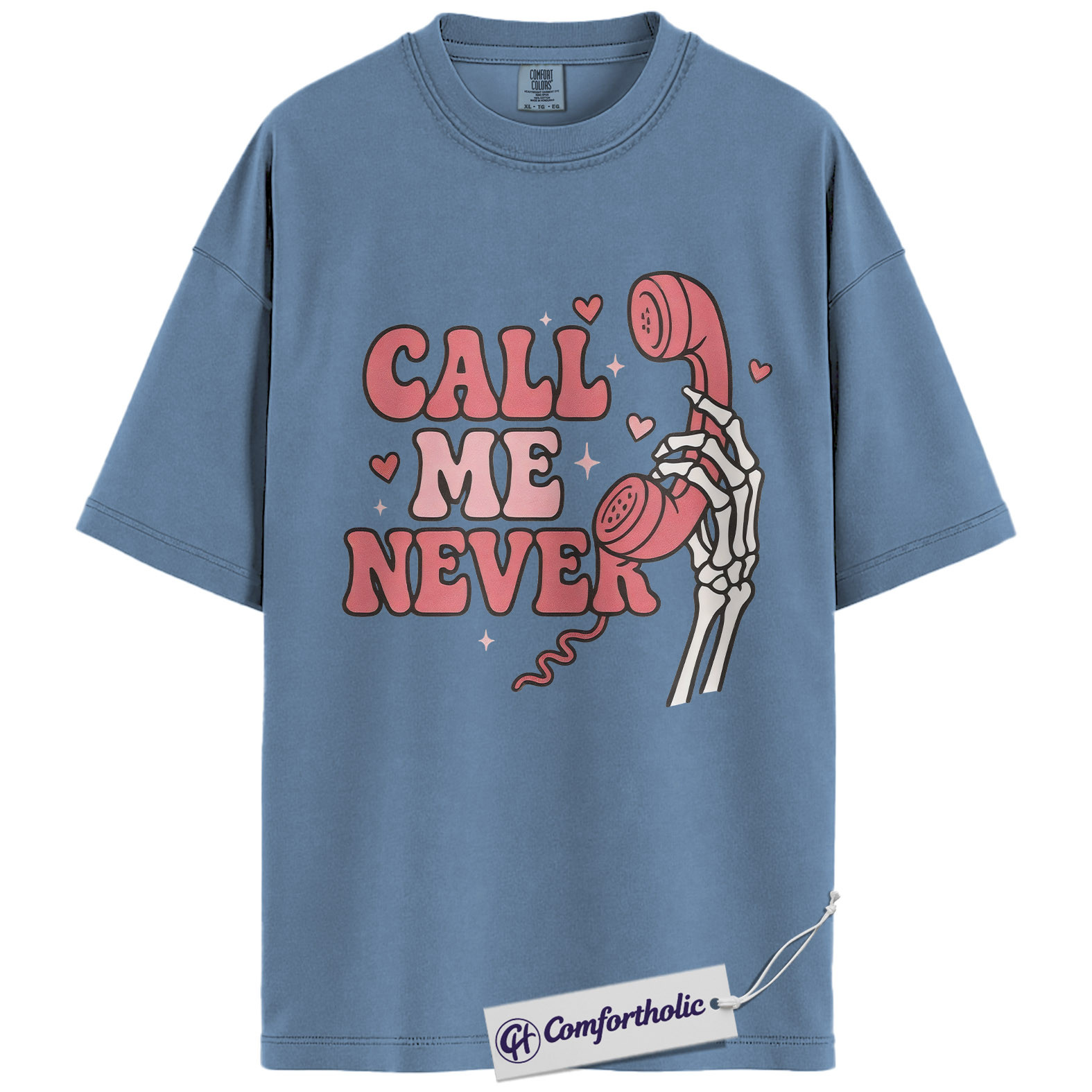 Call Me Never Shirt, Funny Anti Valentine Skeleton Phone Graphic Tee, Spooky Single T-Shirt, Valentine’s Day Gift for Singles & Introverts, Comfort Colors Shirt - Image 17