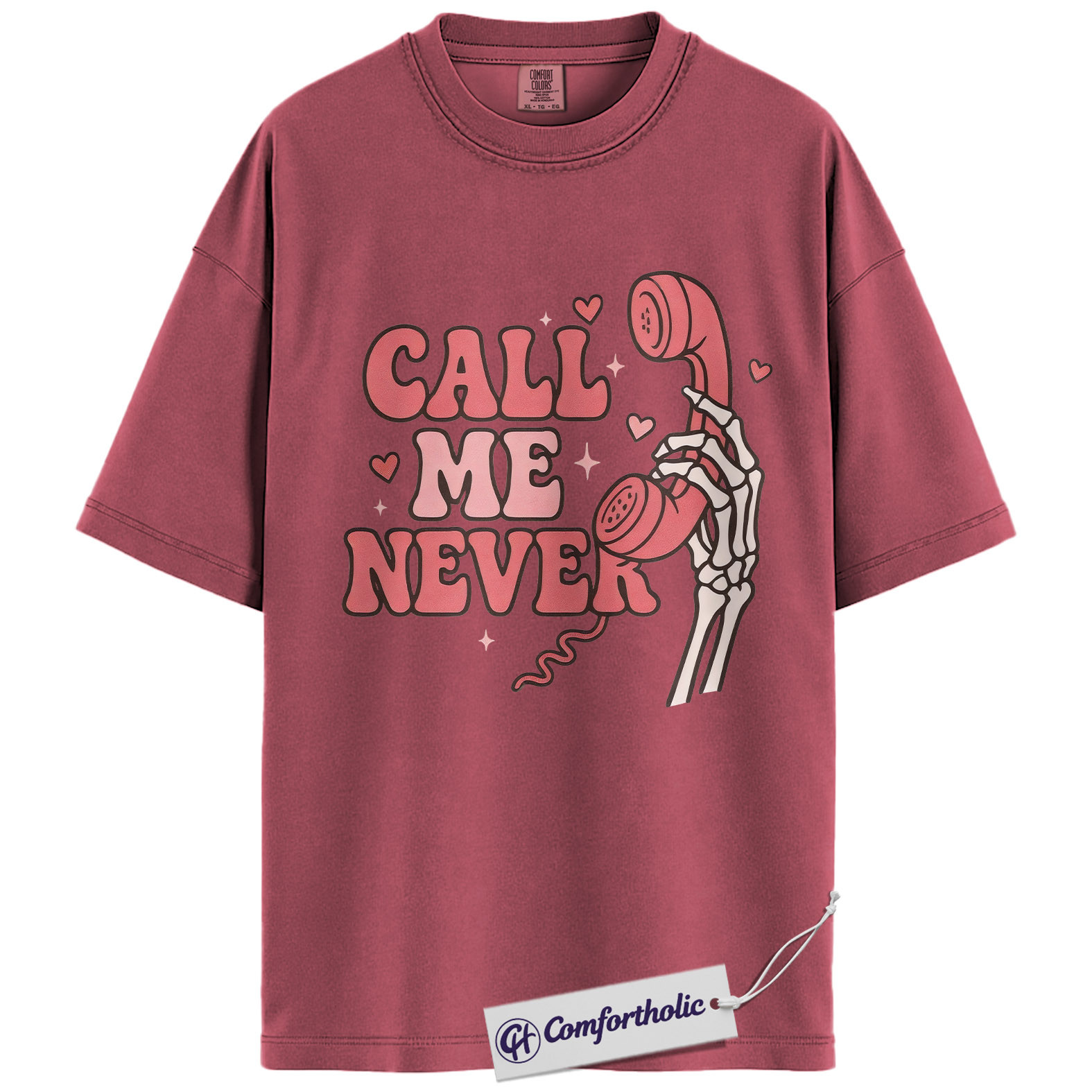 Call Me Never Shirt, Funny Anti Valentine Skeleton Phone Graphic Tee, Spooky Single T-Shirt, Valentine’s Day Gift for Singles & Introverts, Comfort Colors Shirt - Image 18