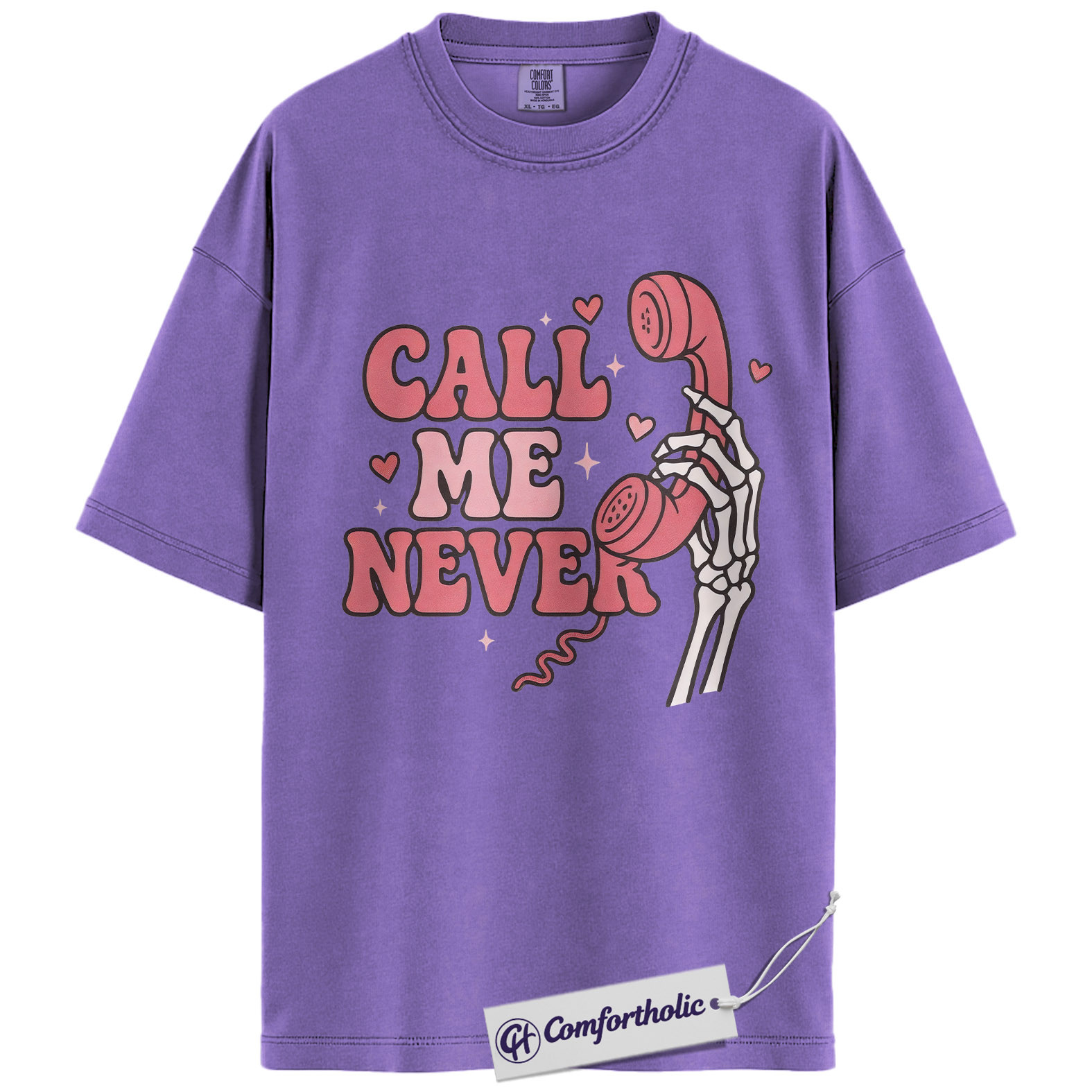 Call Me Never Shirt, Funny Anti Valentine Skeleton Phone Graphic Tee, Spooky Single T-Shirt, Valentine’s Day Gift for Singles & Introverts, Comfort Colors Shirt - Image 20