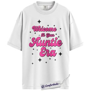 Alternative view of Auntie Era Shirt, Cute New Aunt Graphic Tee, Pregnancy Announcement T-Shirt, Baby Shower Gift for Aunties, Comfort Colors Shirt