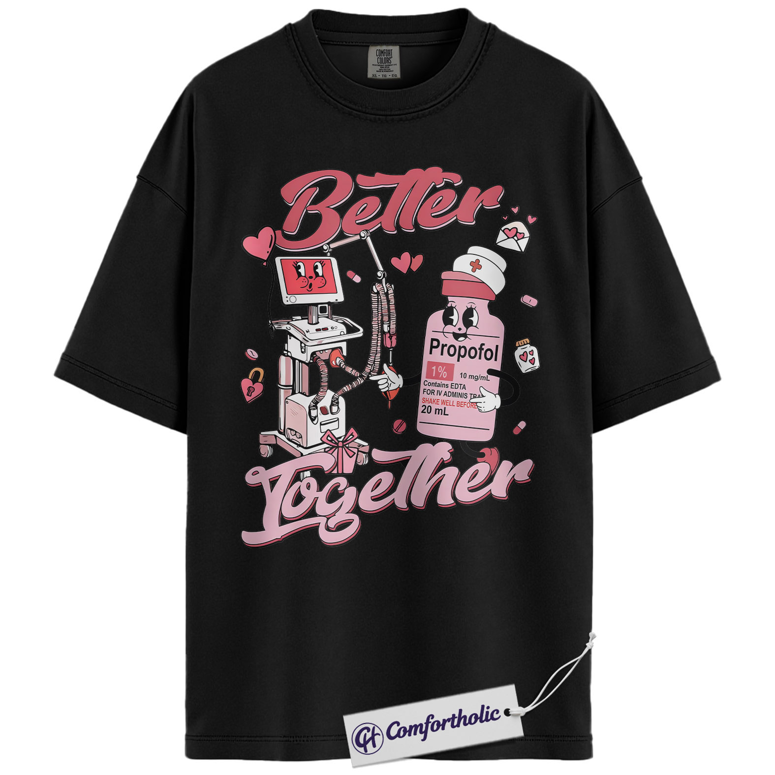 Anesthesia Better Together Shirt, Funny Propofol Graphic Tee, CRNA Nurse Anesthetist T-Shirt, Valentine Gift for Anesthesiologists, Comfort Colors Shirt - Image 3