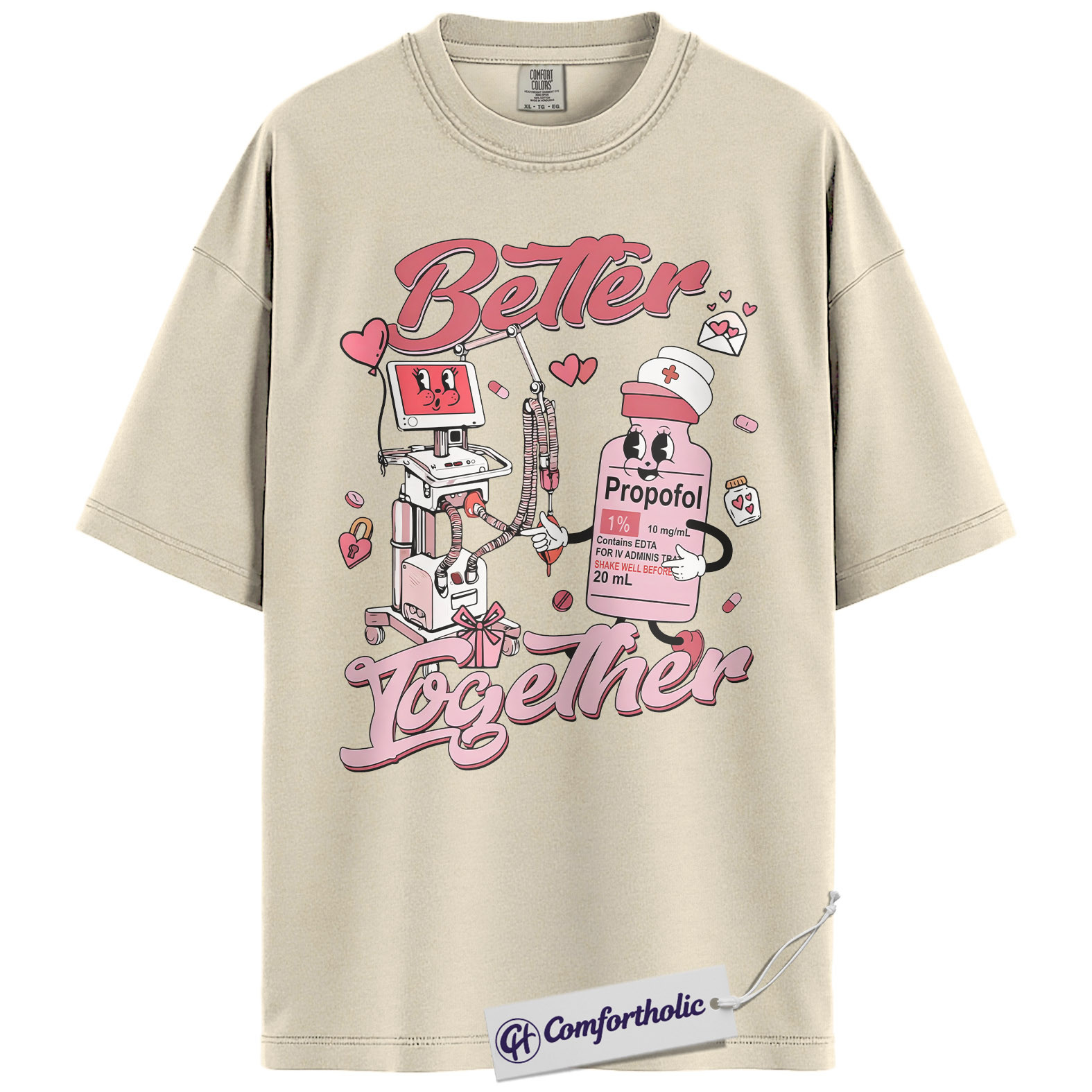 Anesthesia Better Together Shirt, Funny Propofol Graphic Tee, CRNA Nurse Anesthetist T-Shirt, Valentine Gift for Anesthesiologists, Comfort Colors Shirt - Image 5