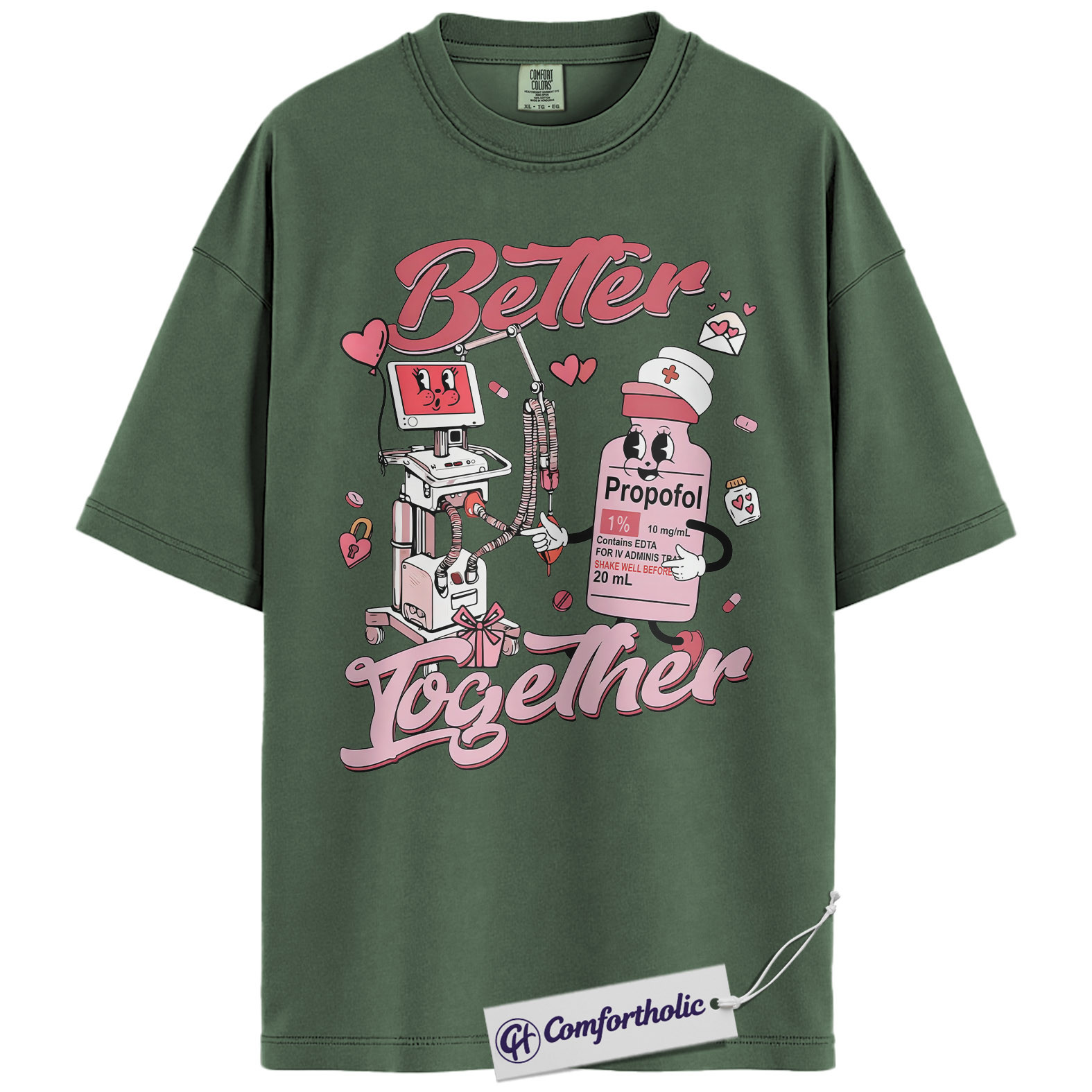 Anesthesia Better Together Shirt, Funny Propofol Graphic Tee, CRNA Nurse Anesthetist T-Shirt, Valentine Gift for Anesthesiologists, Comfort Colors Shirt - Image 6