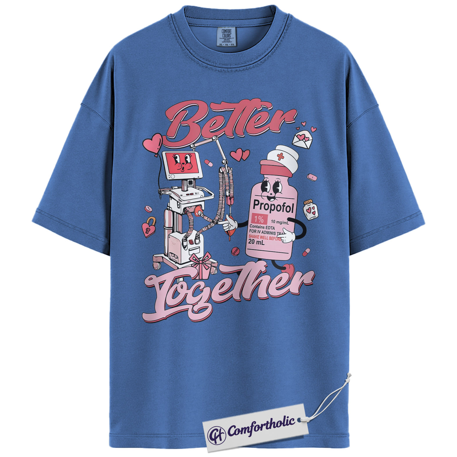 Anesthesia Better Together Shirt, Funny Propofol Graphic Tee, CRNA Nurse Anesthetist T-Shirt, Valentine Gift for Anesthesiologists, Comfort Colors Shirt - Image 12