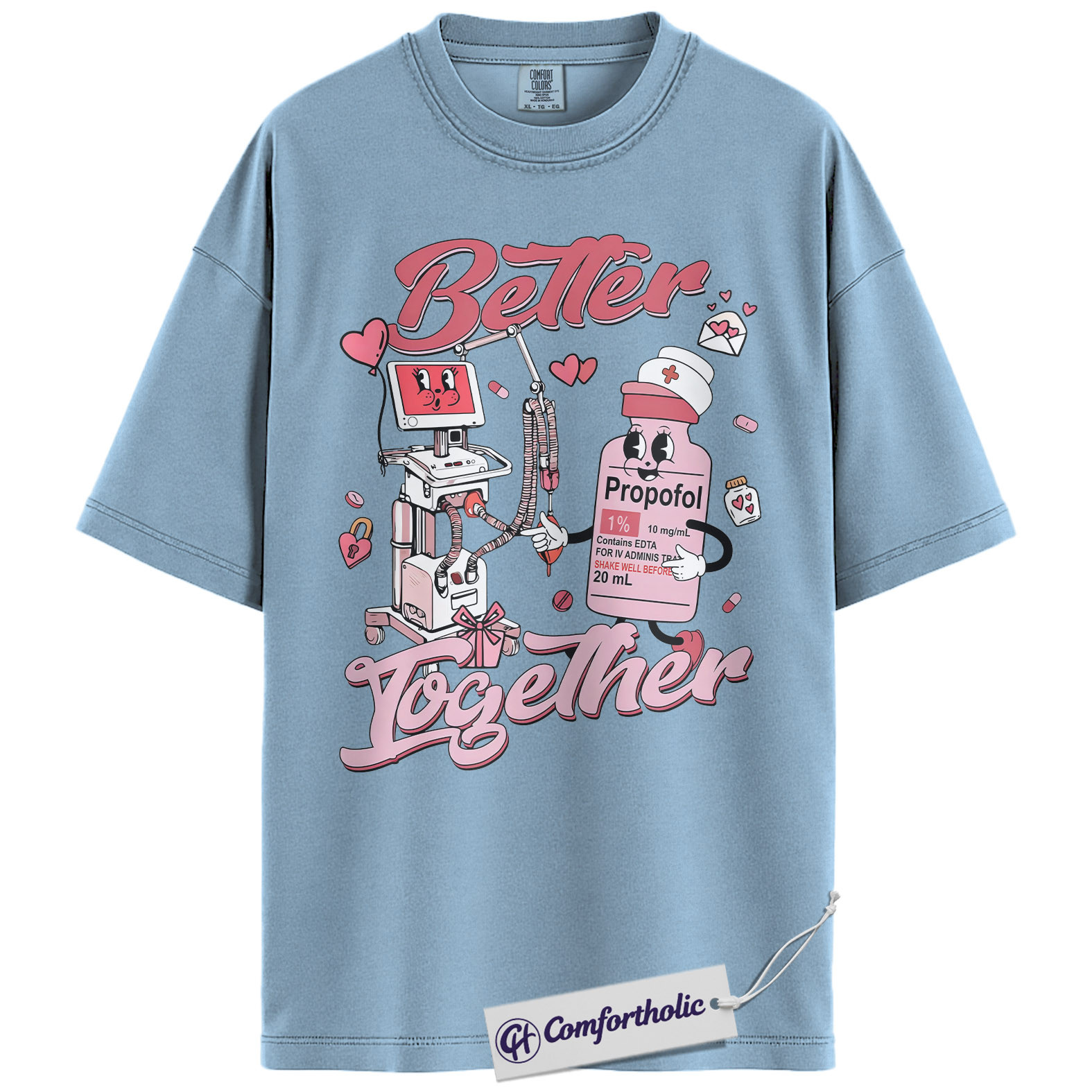 Anesthesia Better Together Shirt, Funny Propofol Graphic Tee, CRNA Nurse Anesthetist T-Shirt, Valentine Gift for Anesthesiologists, Comfort Colors Shirt - Image 14