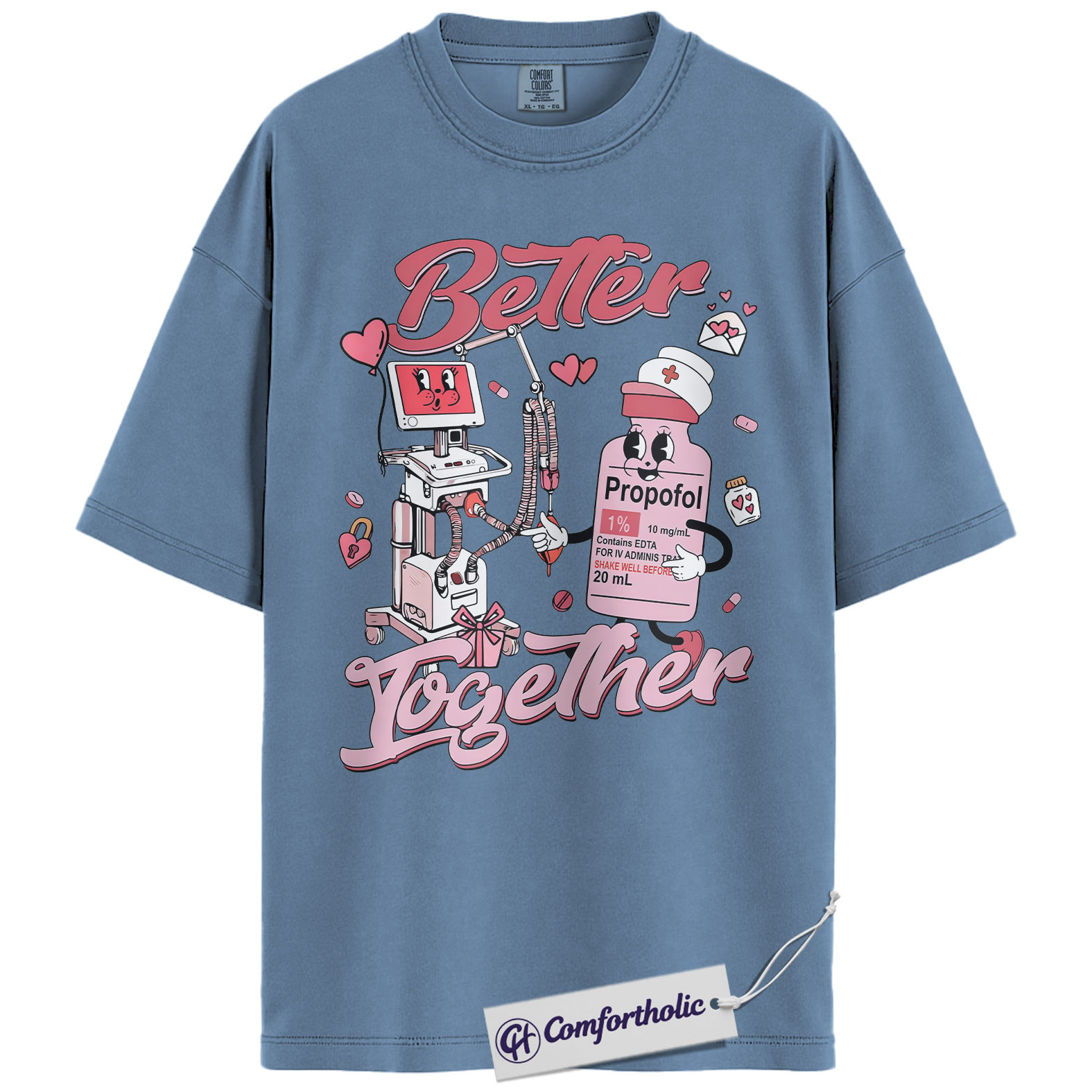 Anesthesia Better Together Shirt, Funny Propofol Graphic Tee, CRNA Nurse Anesthetist T-Shirt, Valentine Gift for Anesthesiologists, Comfort Colors Shirt - Image 17