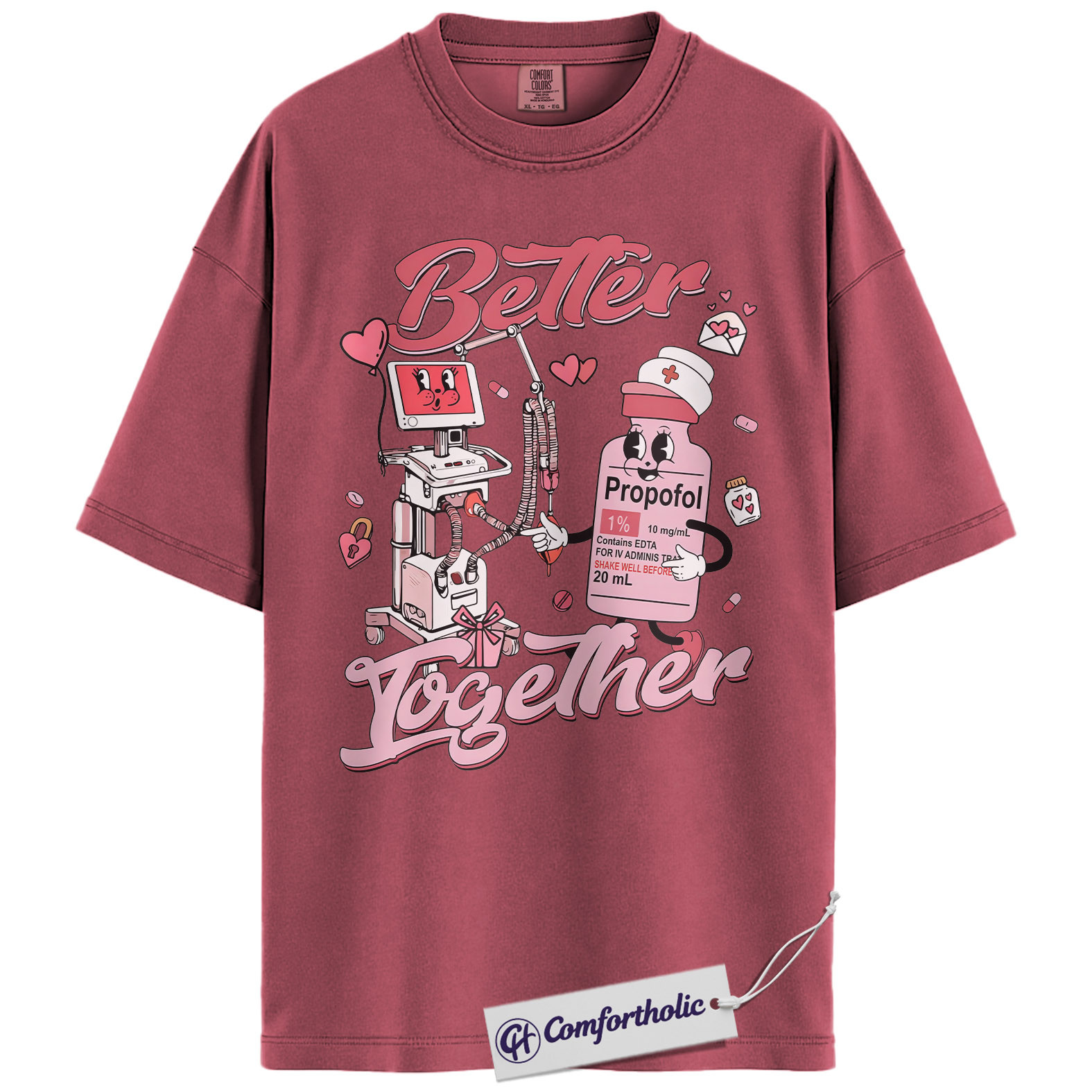 Anesthesia Better Together Shirt, Funny Propofol Graphic Tee, CRNA Nurse Anesthetist T-Shirt, Valentine Gift for Anesthesiologists, Comfort Colors Shirt - Image 18
