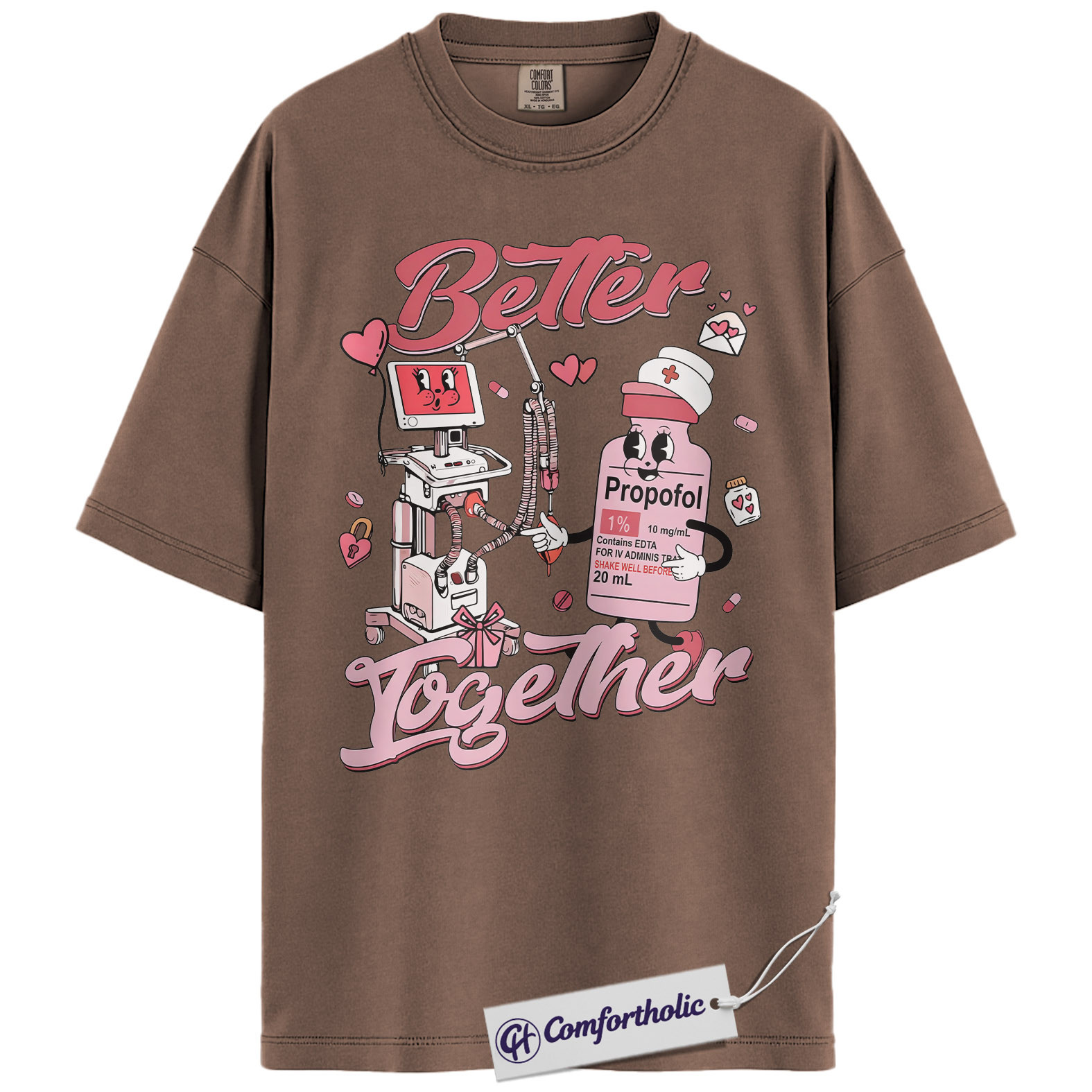 Anesthesia Better Together Shirt, Funny Propofol Graphic Tee, CRNA Nurse Anesthetist T-Shirt, Valentine Gift for Anesthesiologists, Comfort Colors Shirt - Image 19