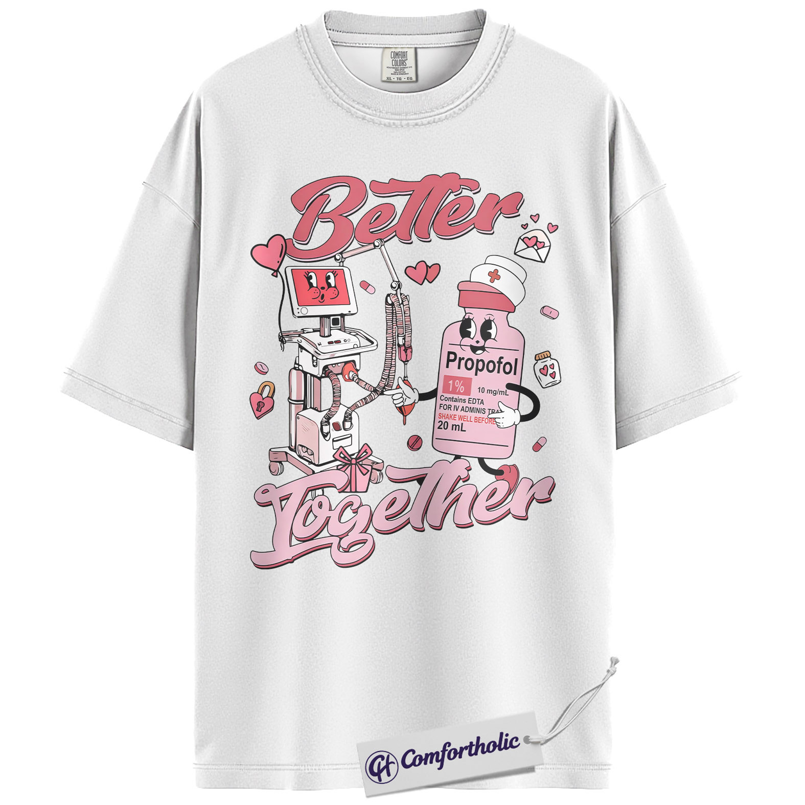 Anesthesia Better Together Shirt, Funny Propofol Graphic Tee, CRNA Nurse Anesthetist T-Shirt, Valentine Gift for Anesthesiologists, Comfort Colors Shirt - Image 2