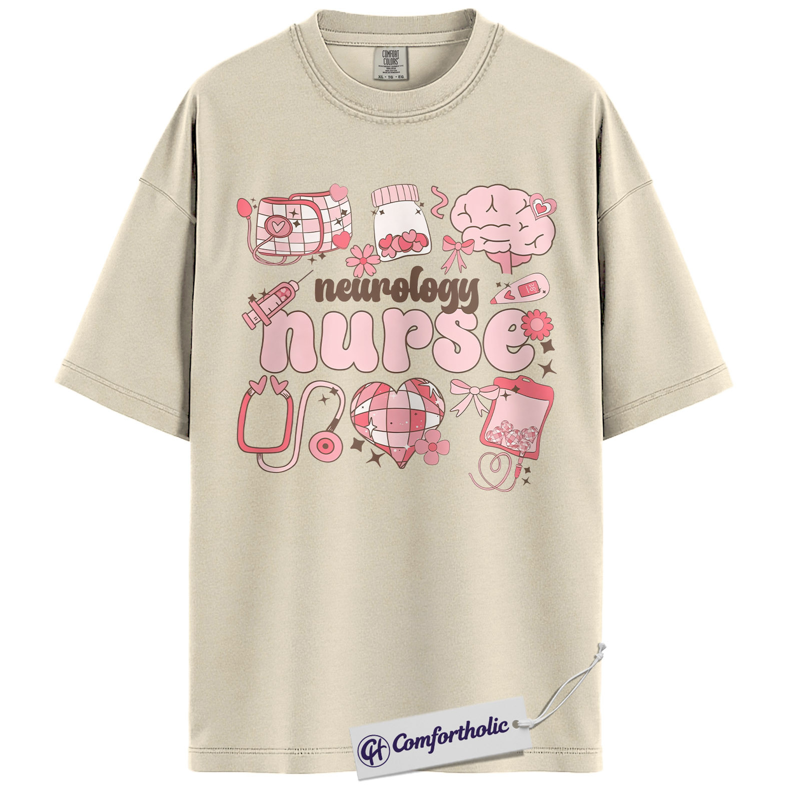 Neurology Nurse Valentine Shirt, Pink Coquette Medical Graphic Tee, Neuro Nurse T-Shirt, Valentine's Day Gift for Nurses & Nursing Students, Comfort Colors Shirt - Image 5