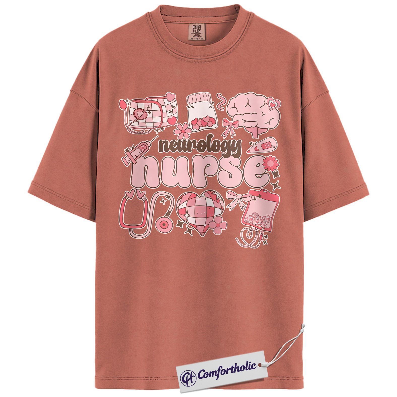 Neurology Nurse Valentine Shirt, Pink Coquette Medical Graphic Tee, Neuro Nurse T-Shirt, Valentine's Day Gift for Nurses & Nursing Students, Comfort Colors Shirt - Image 8
