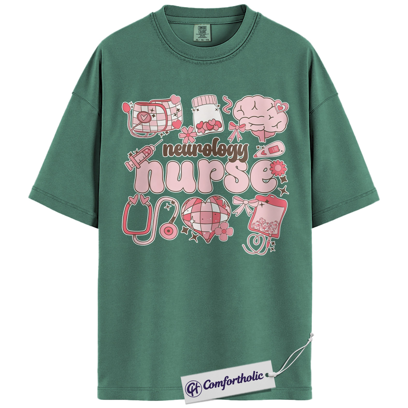 Neurology Nurse Valentine Shirt, Pink Coquette Medical Graphic Tee, Neuro Nurse T-Shirt, Valentine's Day Gift for Nurses & Nursing Students, Comfort Colors Shirt - Image 10