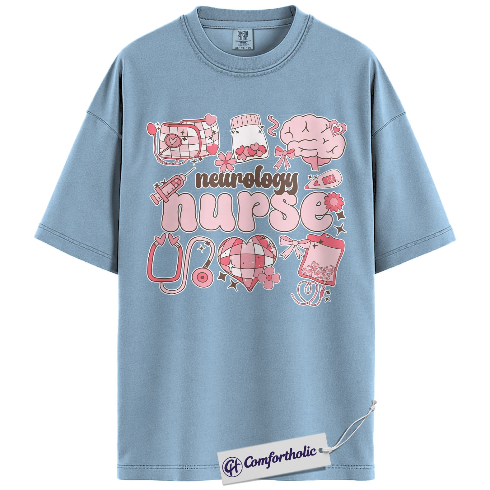 Neurology Nurse Valentine Shirt, Pink Coquette Medical Graphic Tee, Neuro Nurse T-Shirt, Valentine's Day Gift for Nurses & Nursing Students, Comfort Colors Shirt - Image 14