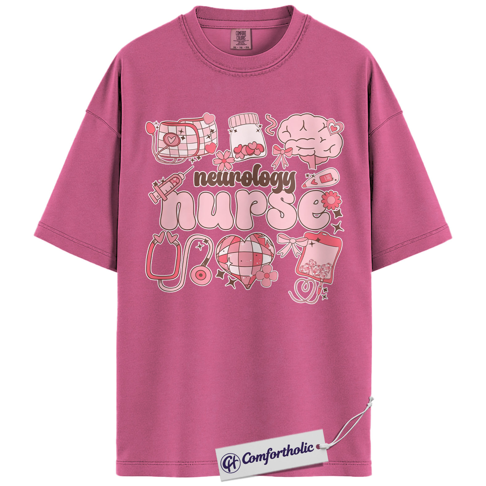 Neurology Nurse Valentine Shirt, Pink Coquette Medical Graphic Tee, Neuro Nurse T-Shirt, Valentine's Day Gift for Nurses & Nursing Students, Comfort Colors Shirt - Image 16