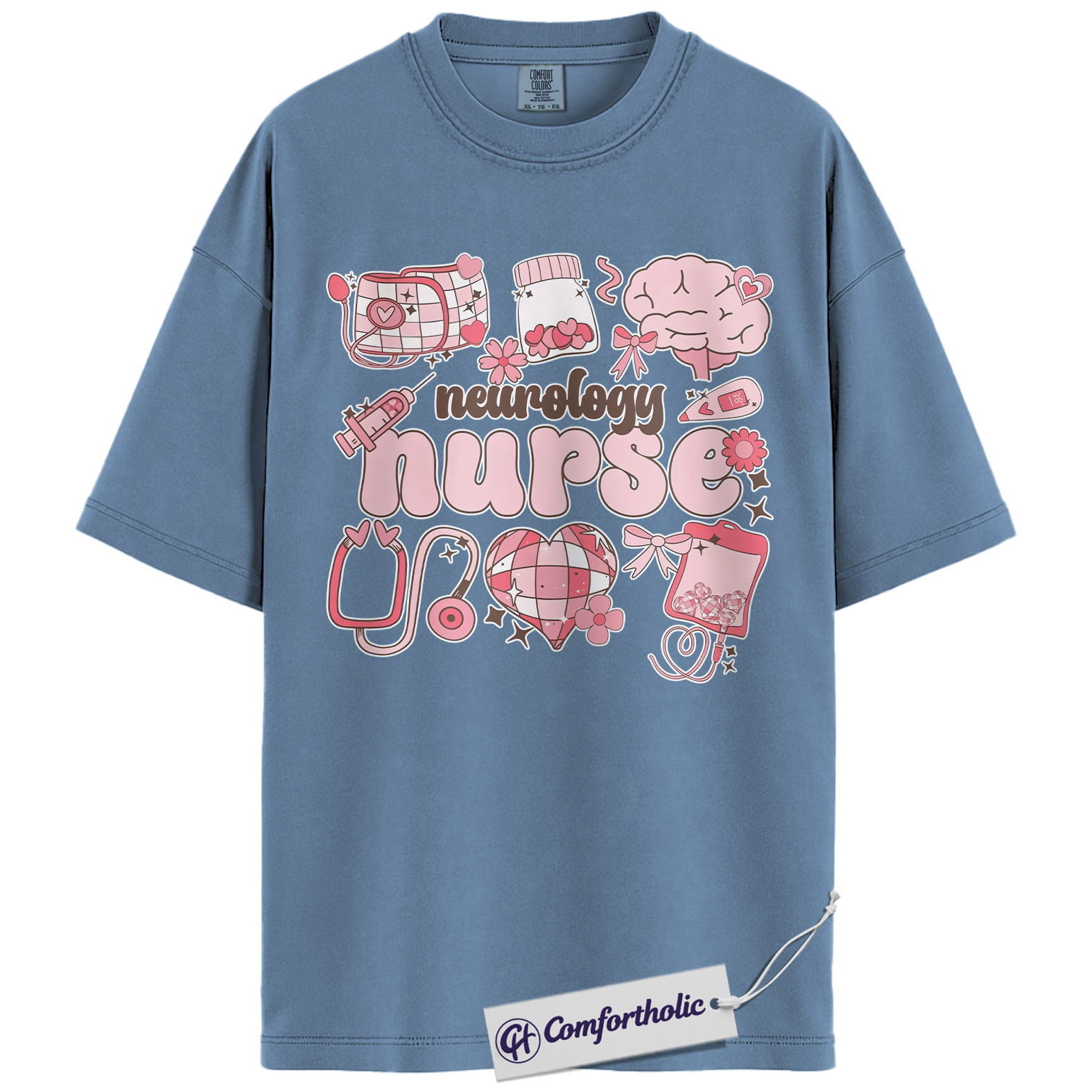 Neurology Nurse Valentine Shirt, Pink Coquette Medical Graphic Tee, Neuro Nurse T-Shirt, Valentine's Day Gift for Nurses & Nursing Students, Comfort Colors Shirt - Image 17