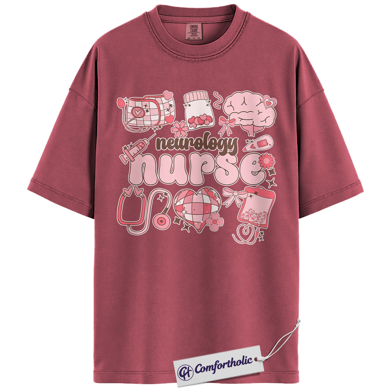 Neurology Nurse Valentine Shirt, Pink Coquette Medical Graphic Tee, Neuro Nurse T-Shirt, Valentine's Day Gift for Nurses & Nursing Students, Comfort Colors Shirt - Image 18