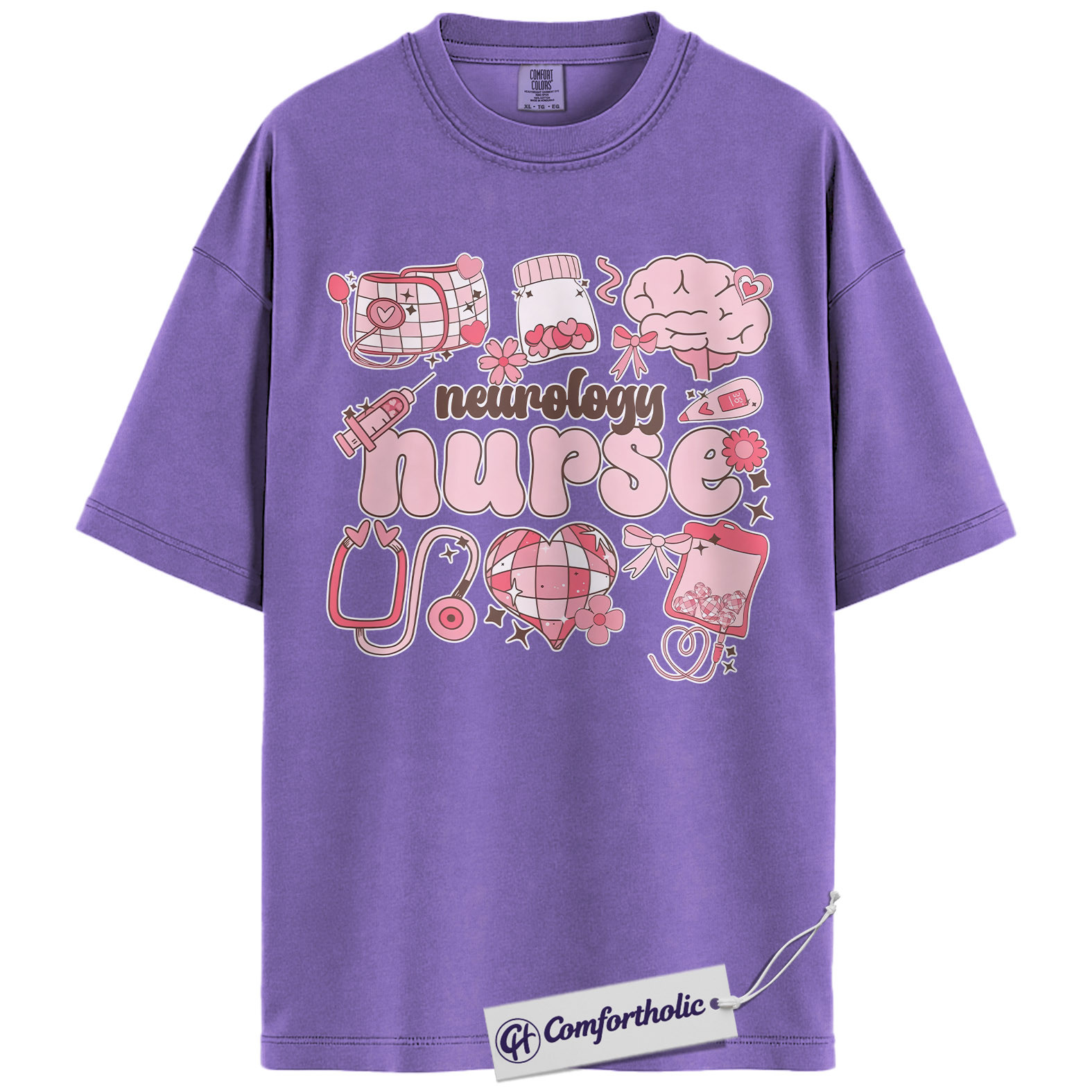 Neurology Nurse Valentine Shirt, Pink Coquette Medical Graphic Tee, Neuro Nurse T-Shirt, Valentine's Day Gift for Nurses & Nursing Students, Comfort Colors Shirt - Image 20