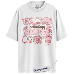 Alternative view of Neurology Nurse Valentine Shirt, Pink Coquette Medical Graphic Tee, Neuro Nurse T-Shirt, Valentine's Day Gift for Nurses & Nursing Students, Comfort Colors Shirt