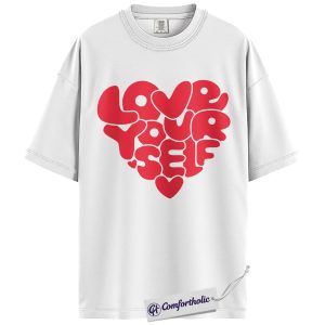Alternative view of Love Yourself Shirt, Self Love Heart Graphic Tee, Positive Mental Health T-Shirt, Valentine’s Day Gift for Women & Teens, Comfort Colors Shirt