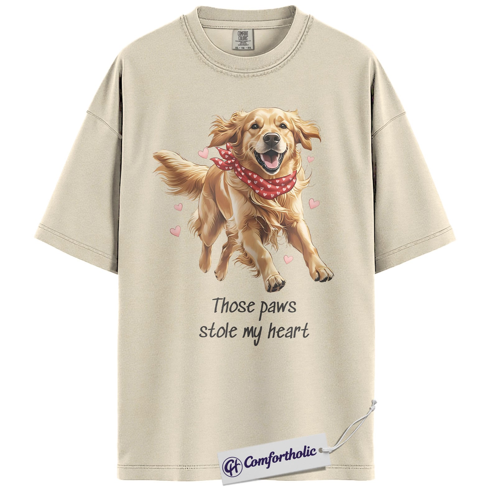 Those Paws Stole My Heart Shirt, Cute Golden Retriever Valentine Graphic Tee, Dog Mom T-Shirt, Valentine’s Day Gift for Pet Lovers, Comfort Colors Shirt