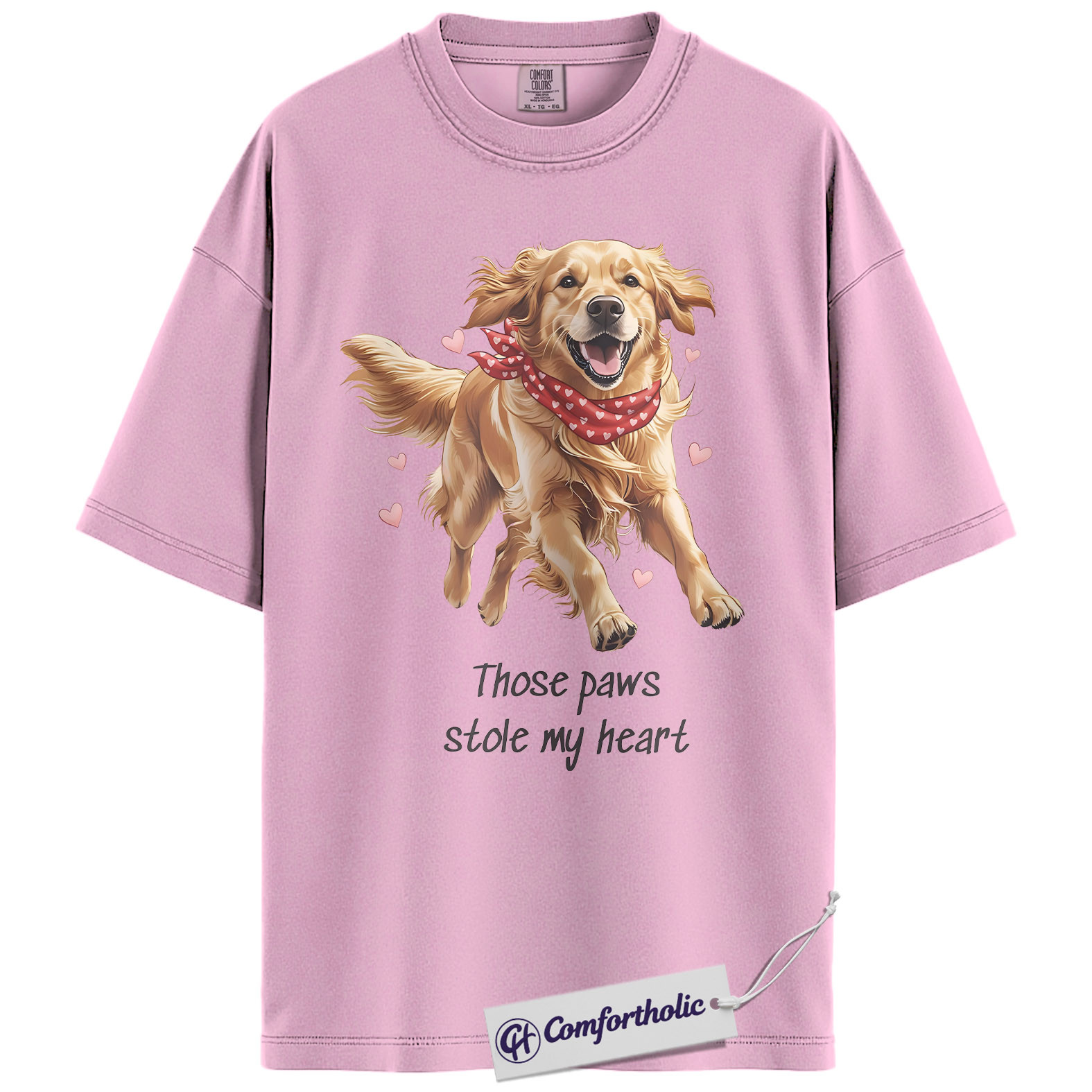 Those Paws Stole My Heart Shirt, Cute Golden Retriever Valentine Graphic Tee, Dog Mom T-Shirt, Valentine’s Day Gift for Pet Lovers, Comfort Colors Shirt - Image 8