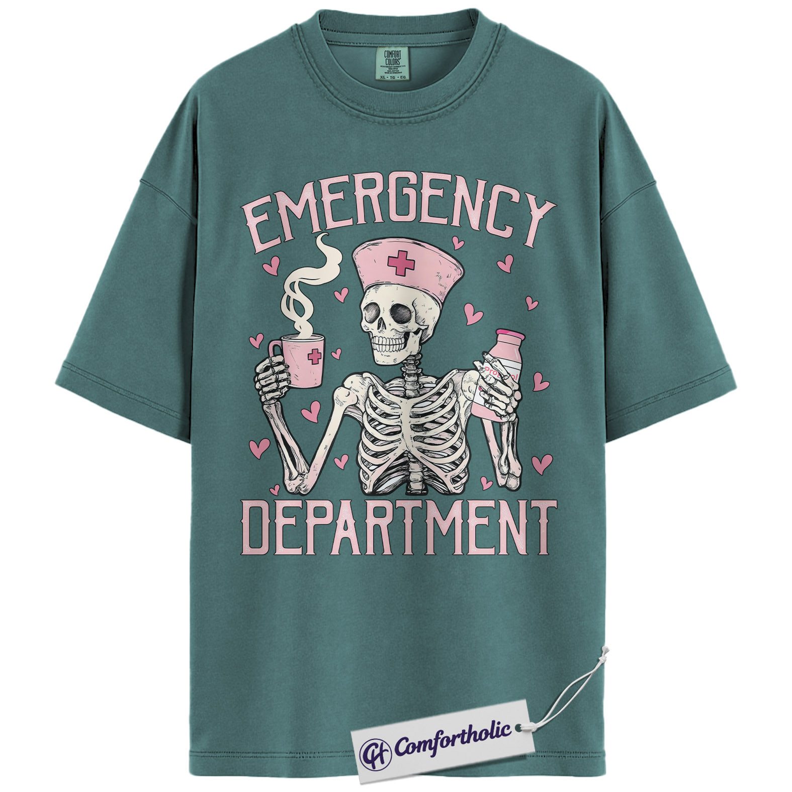 Emergency Department Valentine Shirt, Funny Skeleton ER Nurse Graphic Tee, ED Nurse Humor T-Shirt, Valentine's Day Gift for Nurses & ER Staff, Comfort Colors Shirt - Image 11