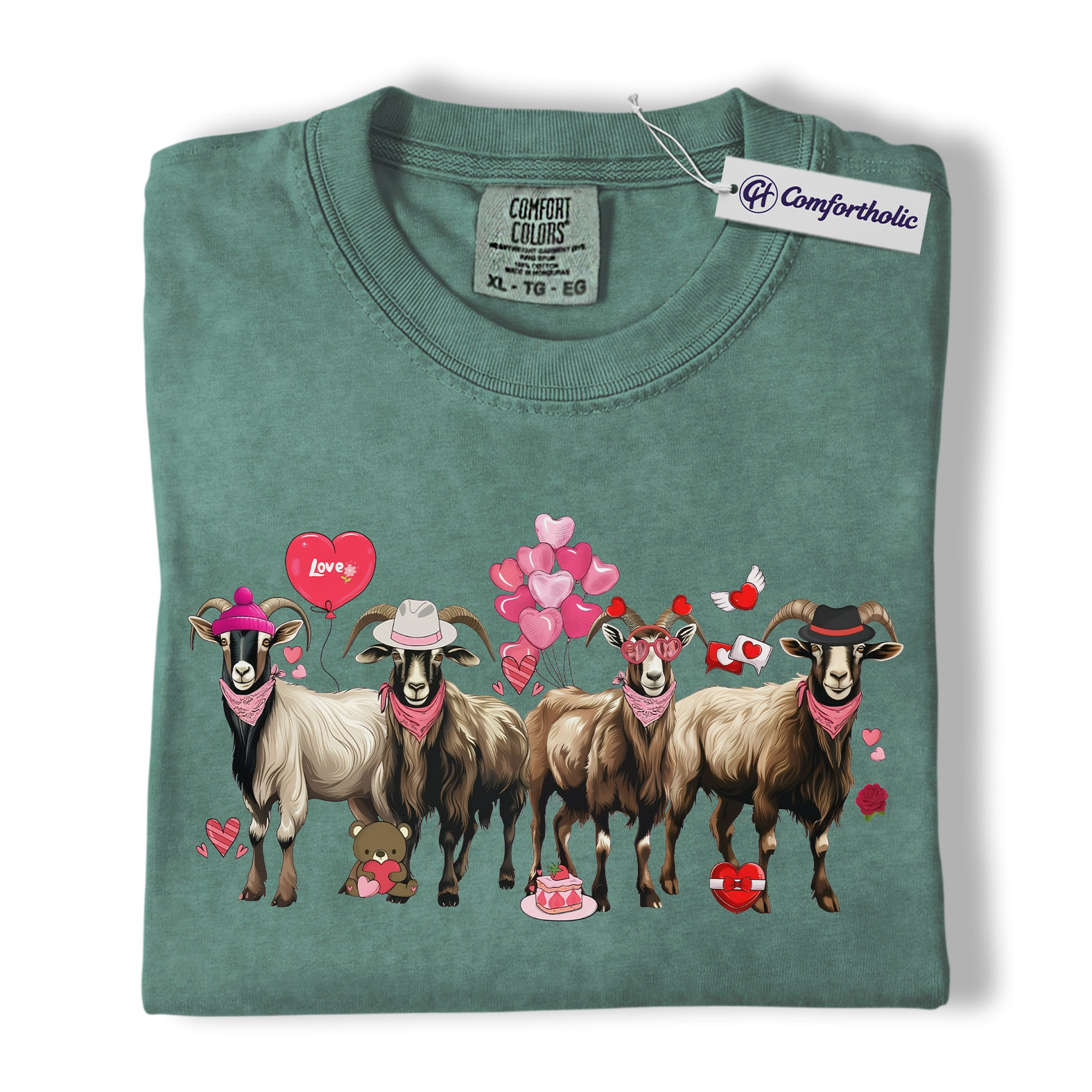 Valentine Goats Shirt, Cute Farm Animal Graphic Tee, Funny Goat Lover T-Shirt, Valentine’s Day Gift for Farm Lovers, Comfort Colors Shirt - Image 10