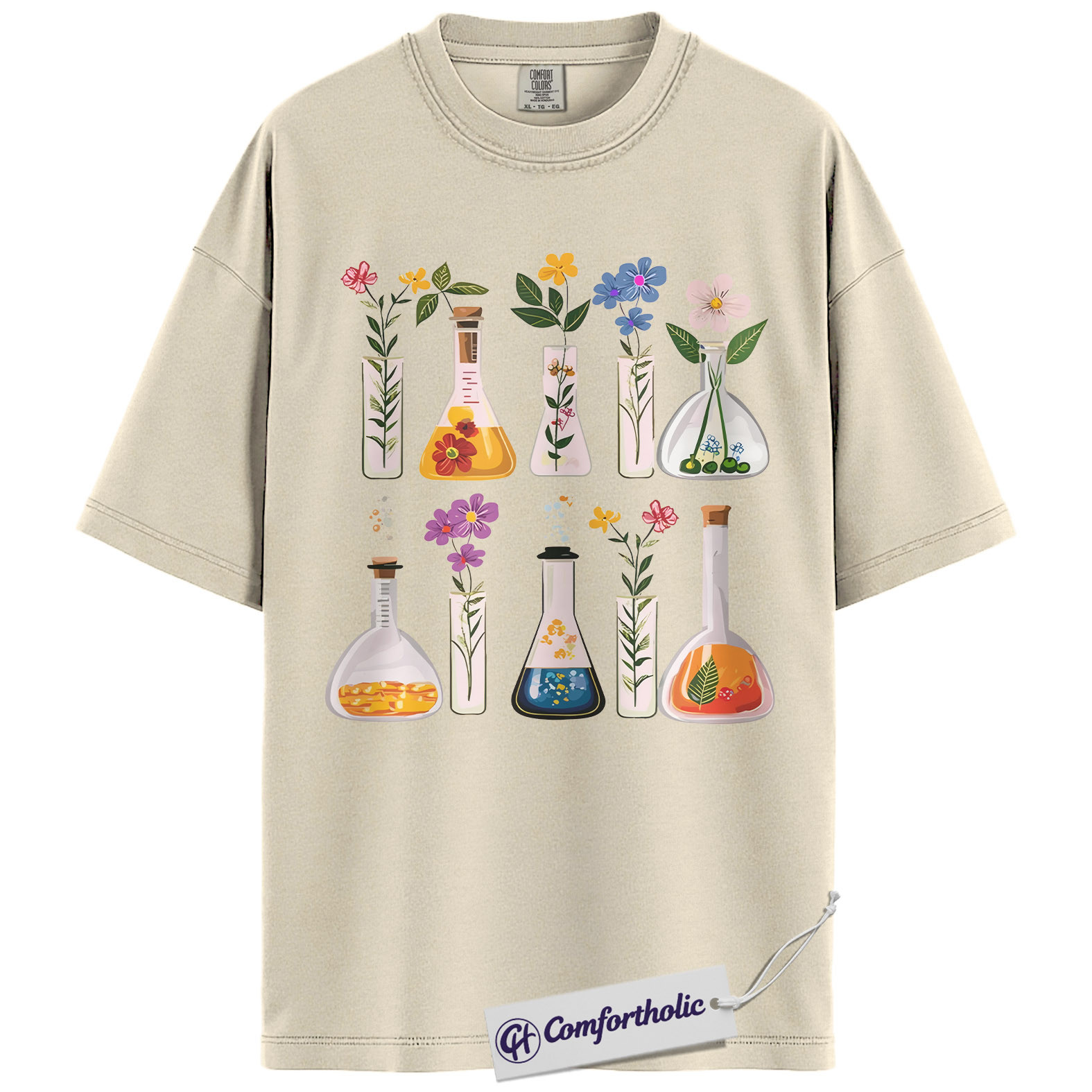 Floral Chemistry Shirt, Science Lab Glassware Graphic Tee, Botanist Chemist T-Shirt, Gift for Science Teachers & STEM Lovers, Comfort Colors Shirt - Image 5