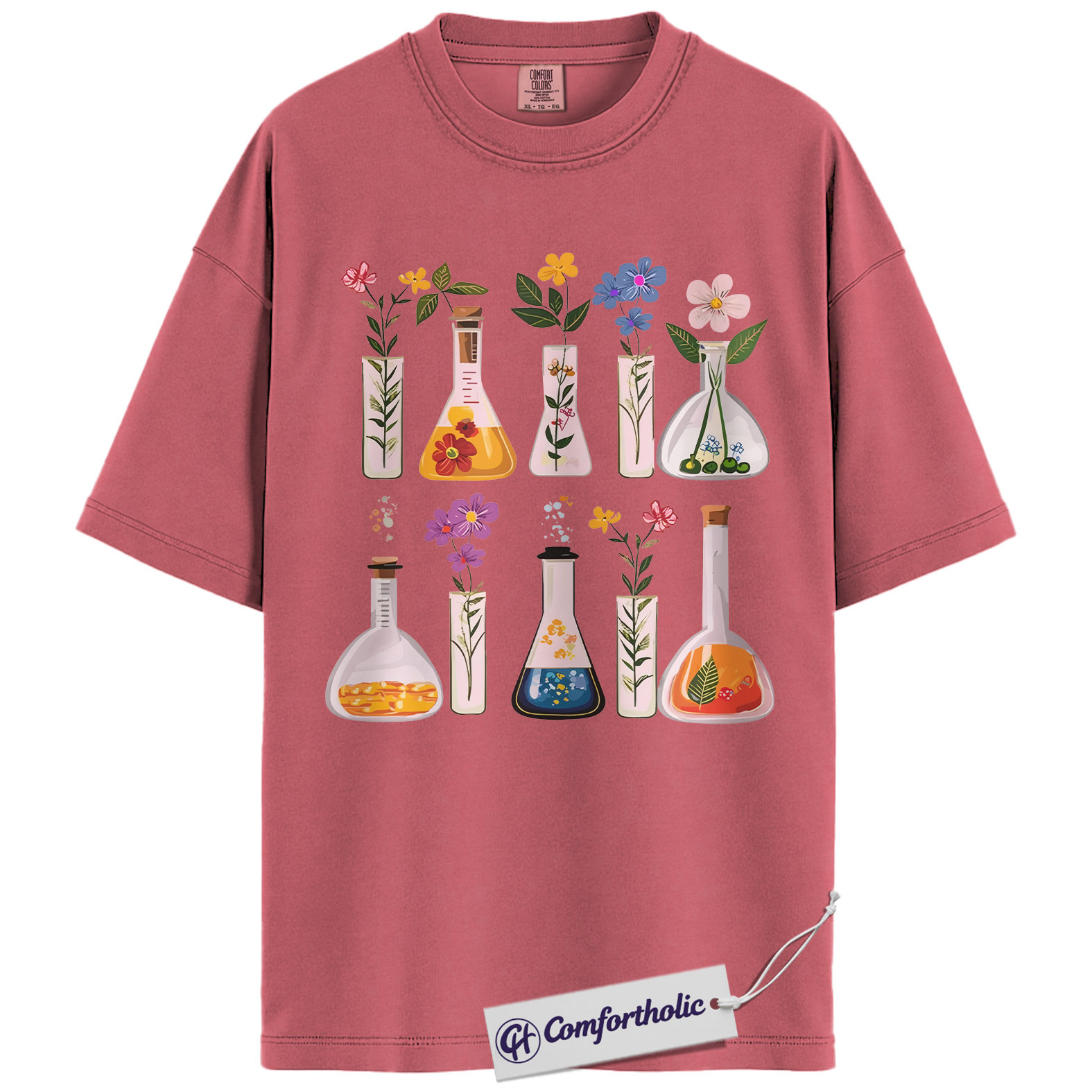 Floral Chemistry Shirt, Science Lab Glassware Graphic Tee, Botanist Chemist T-Shirt, Gift for Science Teachers & STEM Lovers, Comfort Colors Shirt - Image 9