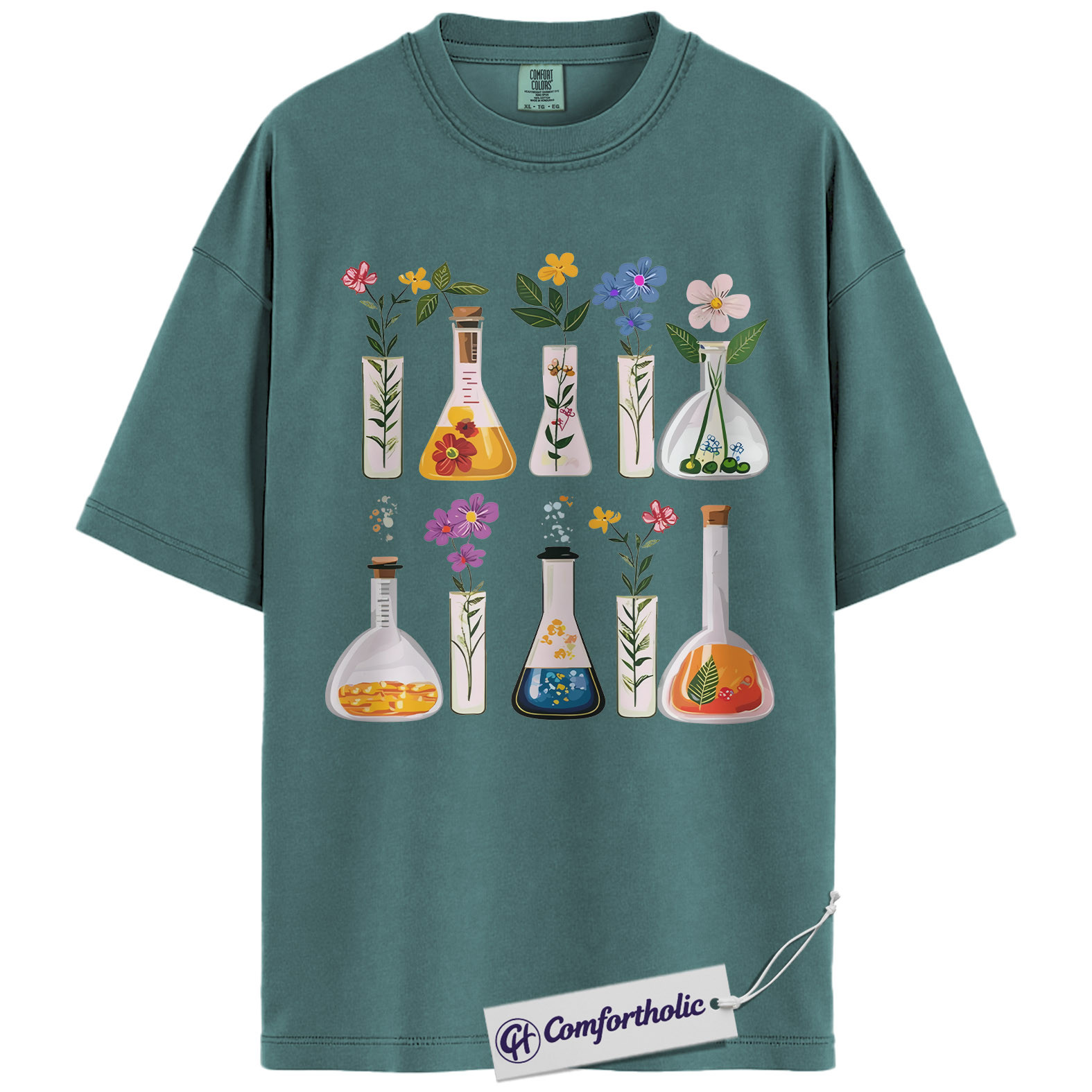Floral Chemistry Shirt, Science Lab Glassware Graphic Tee, Botanist Chemist T-Shirt, Gift for Science Teachers & STEM Lovers, Comfort Colors Shirt - Image 11