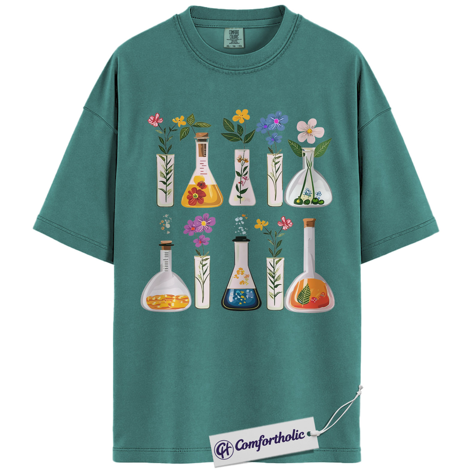 Floral Chemistry Shirt, Science Lab Glassware Graphic Tee, Botanist Chemist T-Shirt, Gift for Science Teachers & STEM Lovers, Comfort Colors Shirt - Image 13