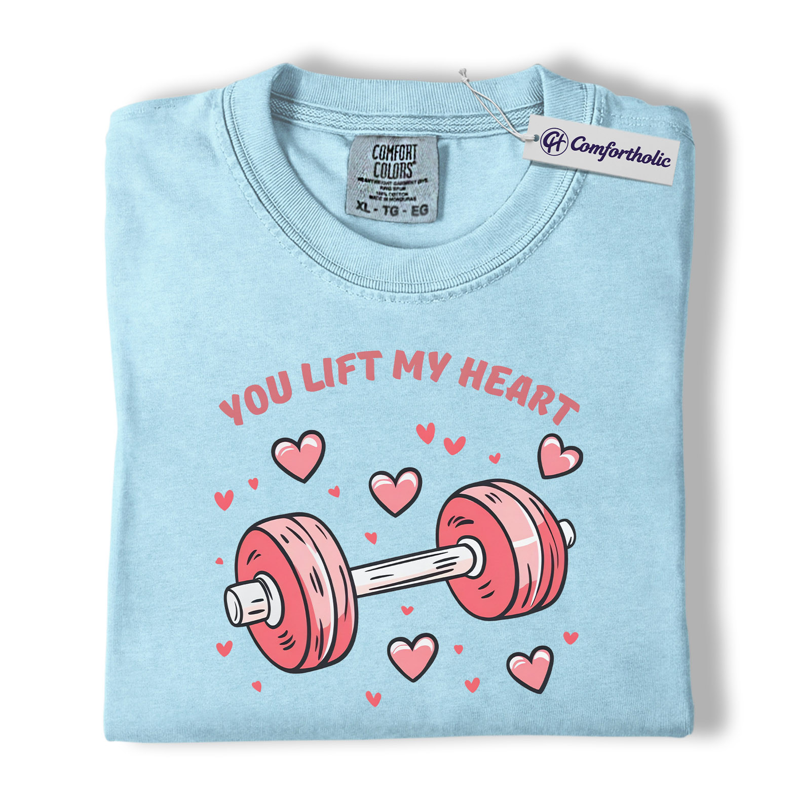 You Lift My Heart Shirt, Cute Dumbbell Valentine Graphic Tee, Gym Lover Workout T-Shirt, Valentine’s Day Gift for Fitness Couples, Comfort Colors Shirt - Image 14