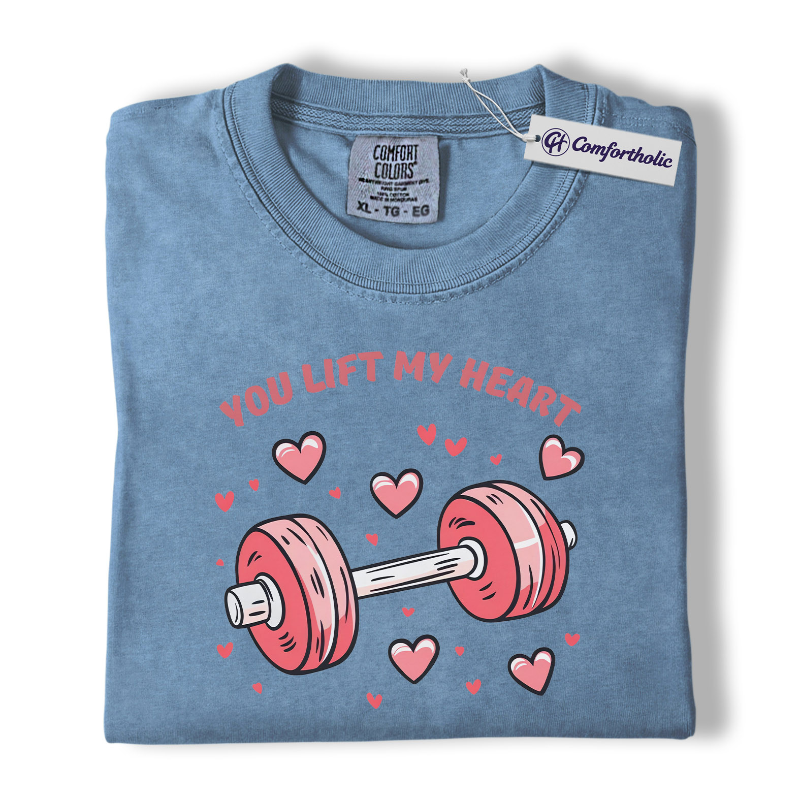 You Lift My Heart Shirt, Cute Dumbbell Valentine Graphic Tee, Gym Lover Workout T-Shirt, Valentine’s Day Gift for Fitness Couples, Comfort Colors Shirt - Image 17