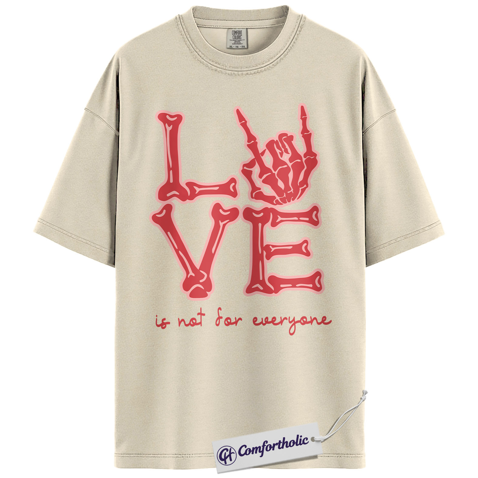 Gothic Valentine Shirt, Skeleton Hand Bone Letter Graphic Tee, Anti Valentine Dark Love T-Shirt, Gift for Goth Couples & Rock Music Lovers, Comfort Colors Shirt - Image 5