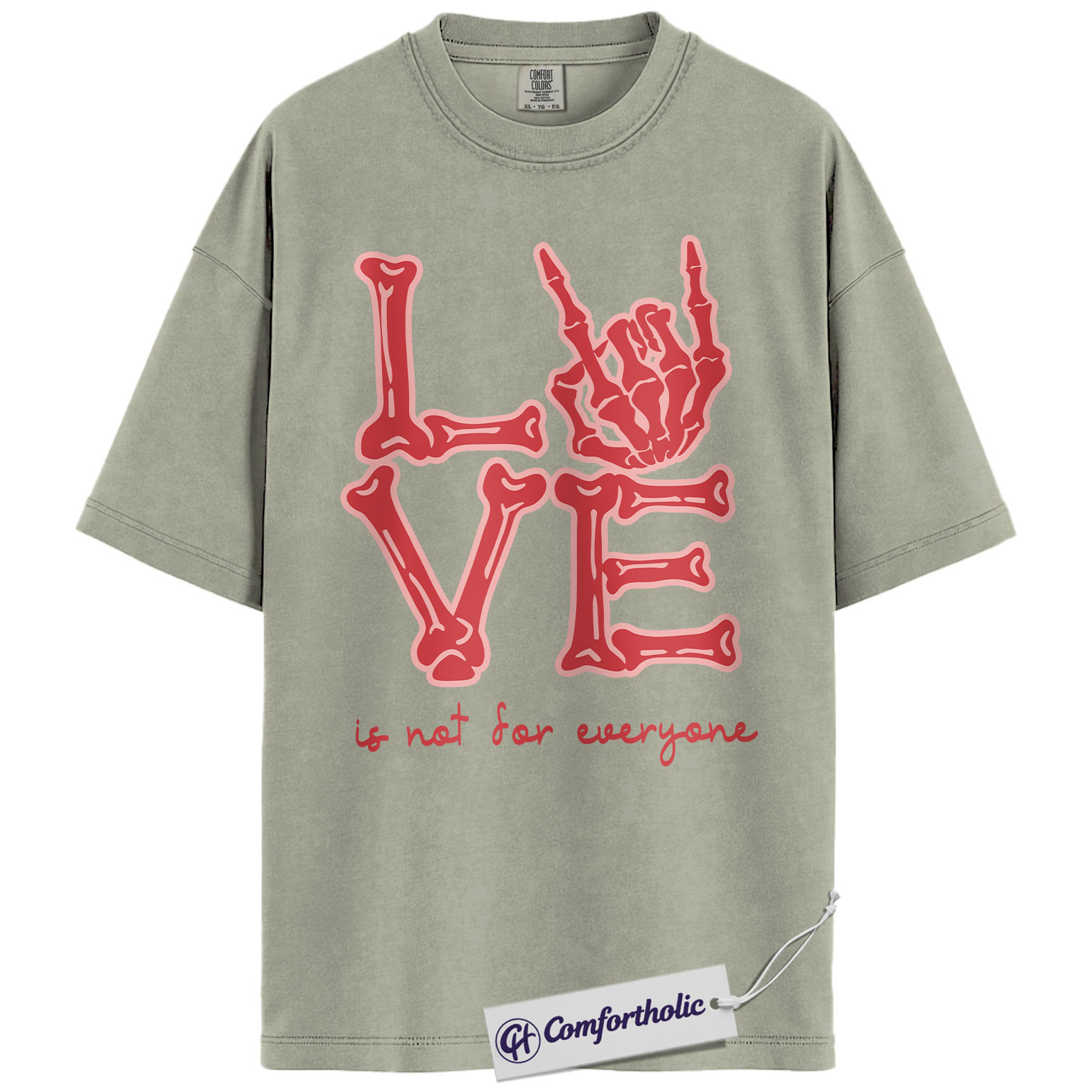 Gothic Valentine Shirt, Skeleton Hand Bone Letter Graphic Tee, Anti Valentine Dark Love T-Shirt, Gift for Goth Couples & Rock Music Lovers, Comfort Colors Shirt - Image 7