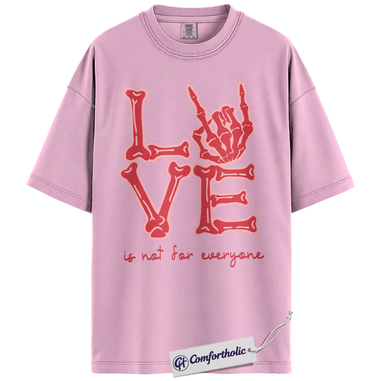 Gothic Valentine Shirt, Skeleton Hand Bone Letter Graphic Tee, Anti Valentine Dark Love T-Shirt, Gift for Goth Couples & Rock Music Lovers, Comfort Colors Shirt